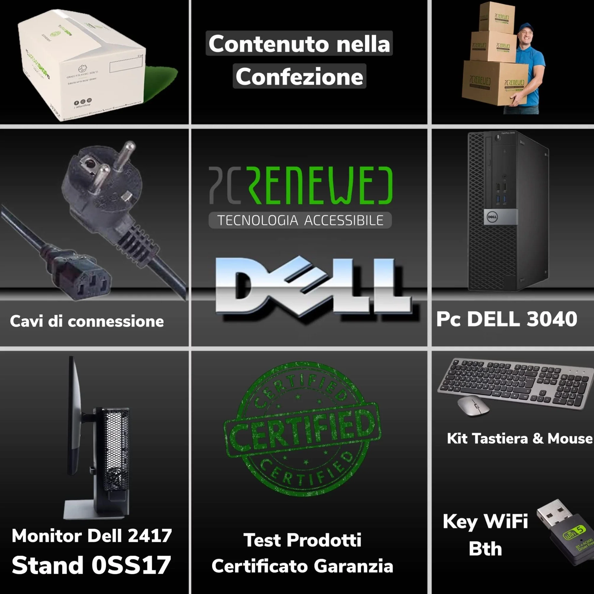 Dell OptiPlex 3040 All In One PC Intel Core i5 6500 16GB SSD 512GB Windows 11 Pro Office 2021 Monitor 24" DVD-R WiFi Bluetooth (Ricondizionato)