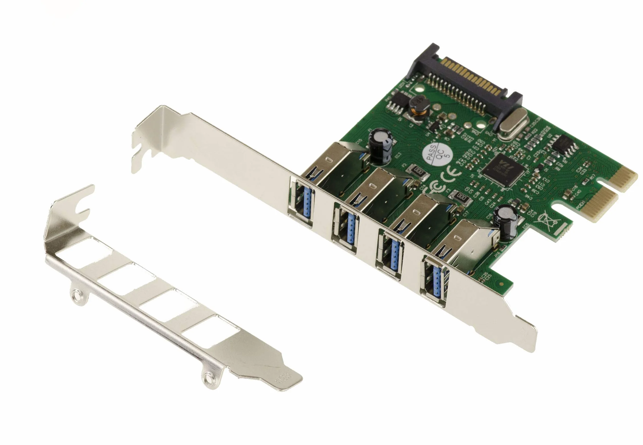 KALEA-INFORMATIQUE Scheda controller orizzontale da PCI Express PCIe a USB 3.0 a 4 porte USB3 A con chipset Via VLI VL805, staffe a basso e alto profilo