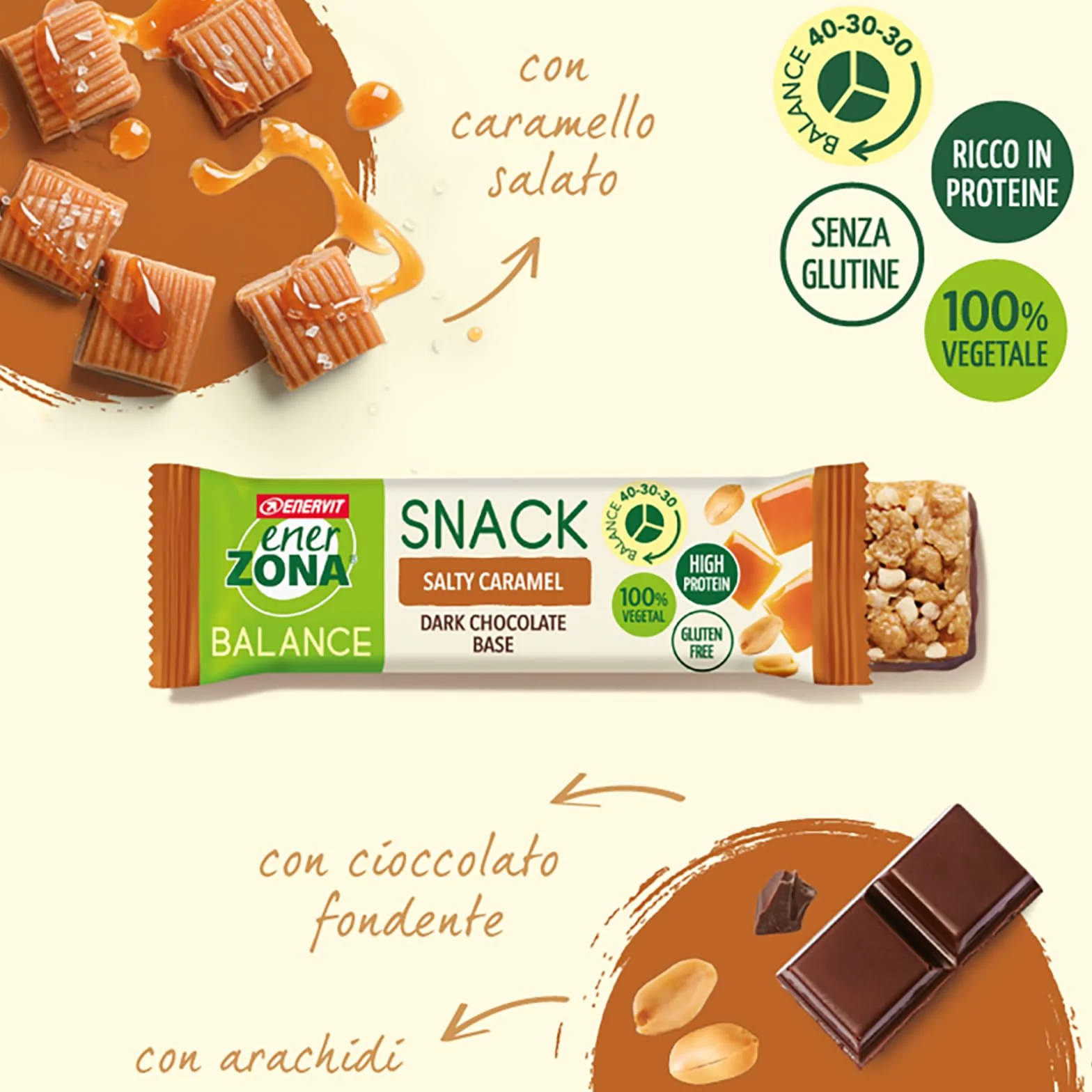 Enervit EnerZona Protein Snack Variety Pack Barrette Assortite 33gr 5 Pistacchio 5 Cookie 5 Salty Caramel