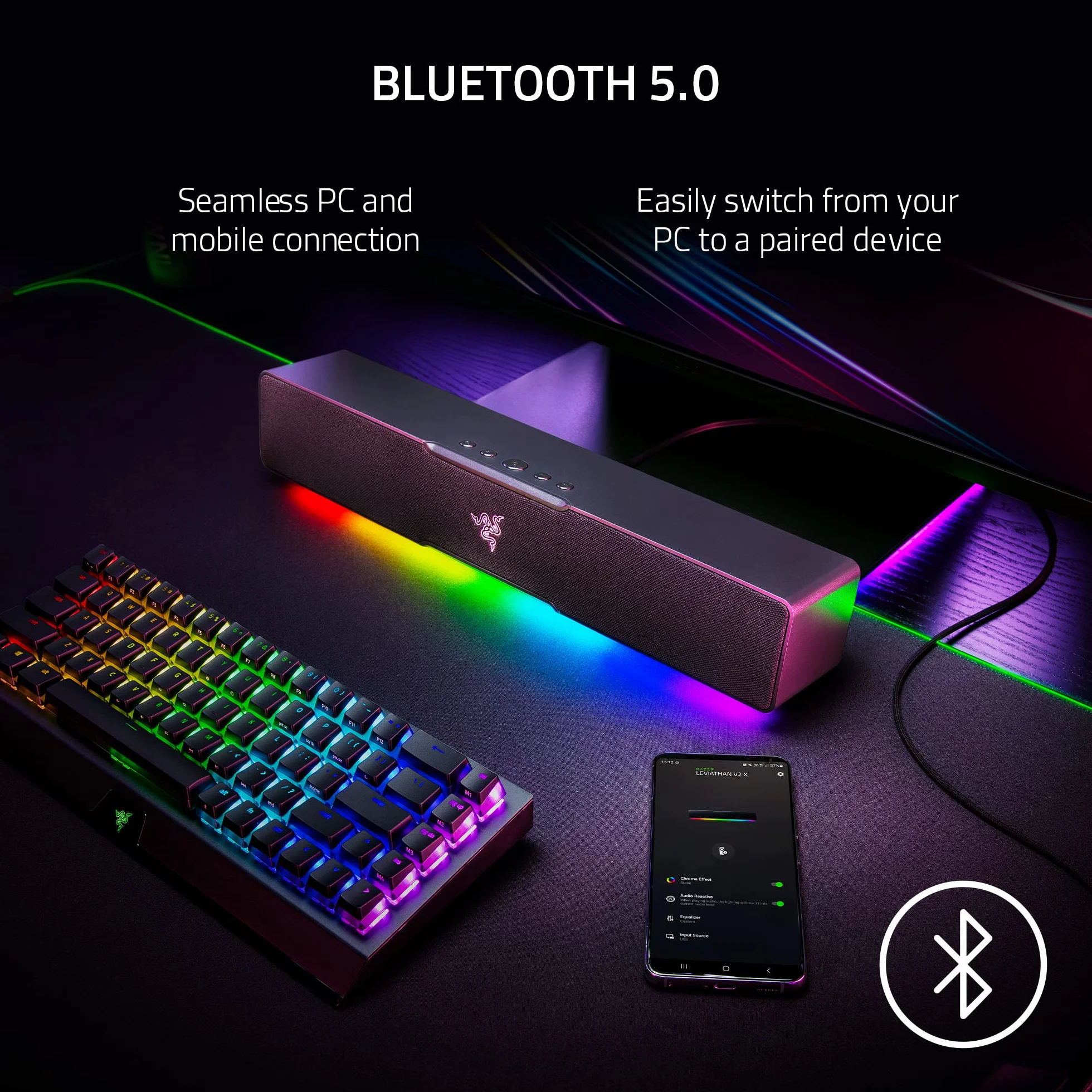 Razer Leviathan V2 X Soundbar PC Gaming Bluetooth 5.0 USB-C Nero
