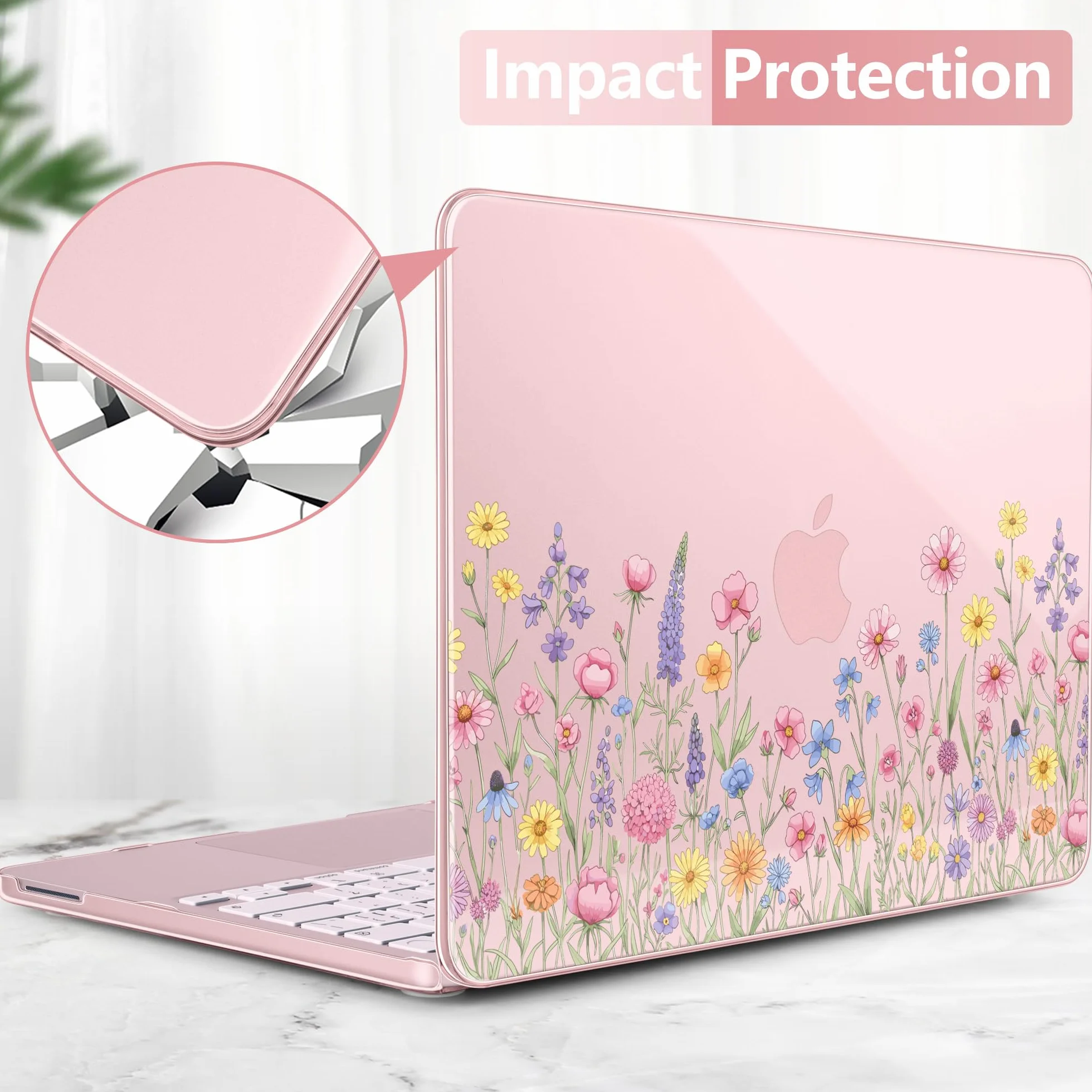 Custodia per MacBook Neo da 13 pollici modello 2026 modello A3404, motivo floreale fresco 1,2 mm, custodia rigida ultra sottile da 1,2 mm, set di accessori per laptop 6 in 1 per donne e