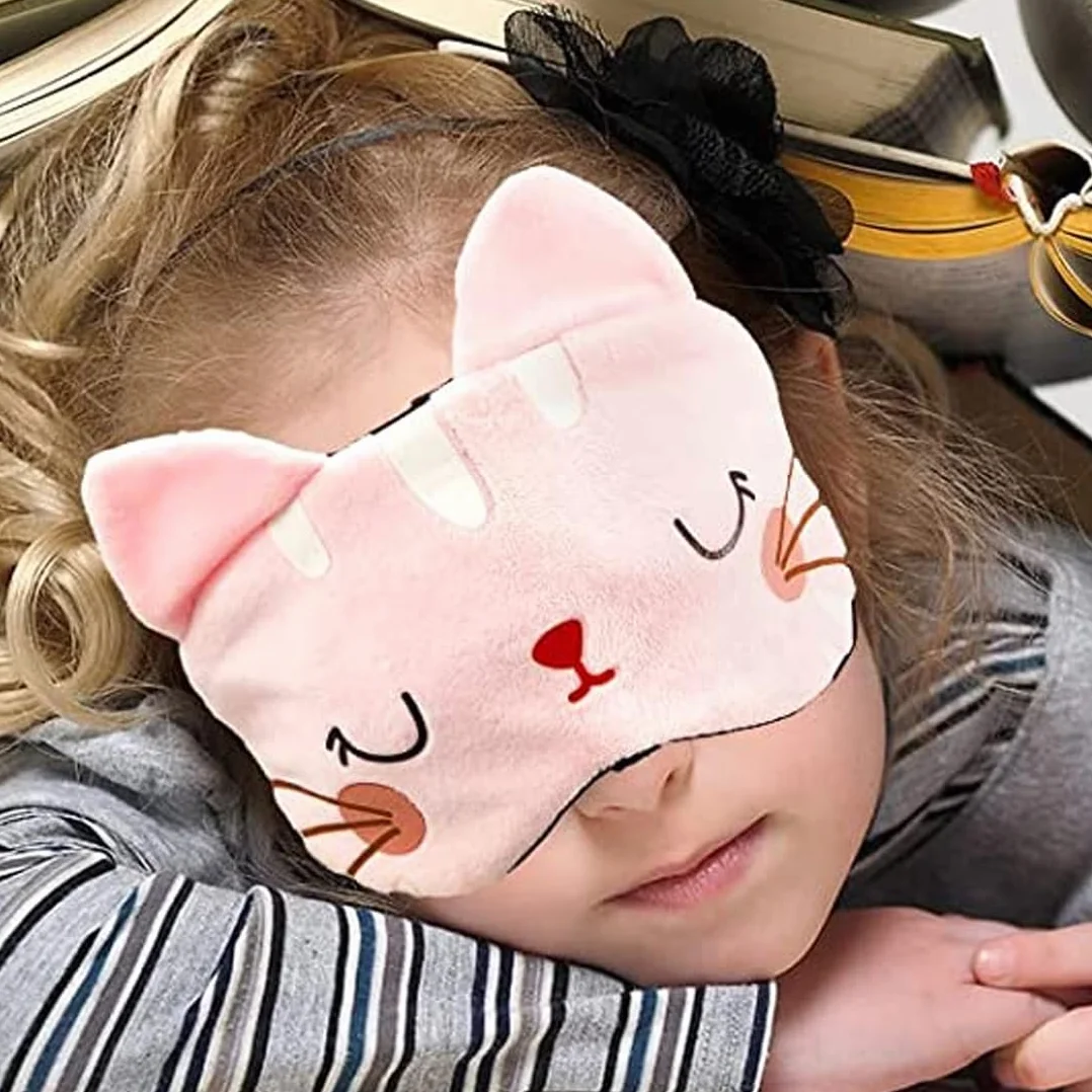 2 Pezzi Maschera per Dormire Animali Bambini Peluche Mascherina Occhi