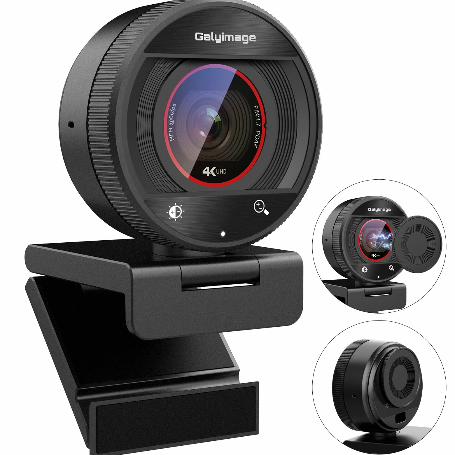 Webcam per PC 4K, messa a fuoco automatica PDAF, 1080p a 60fps, doppio microfono con cancellazione del rumore, zoom digitale 8X FOV 73°, copertura della privacy, telecamera Web plug&play per