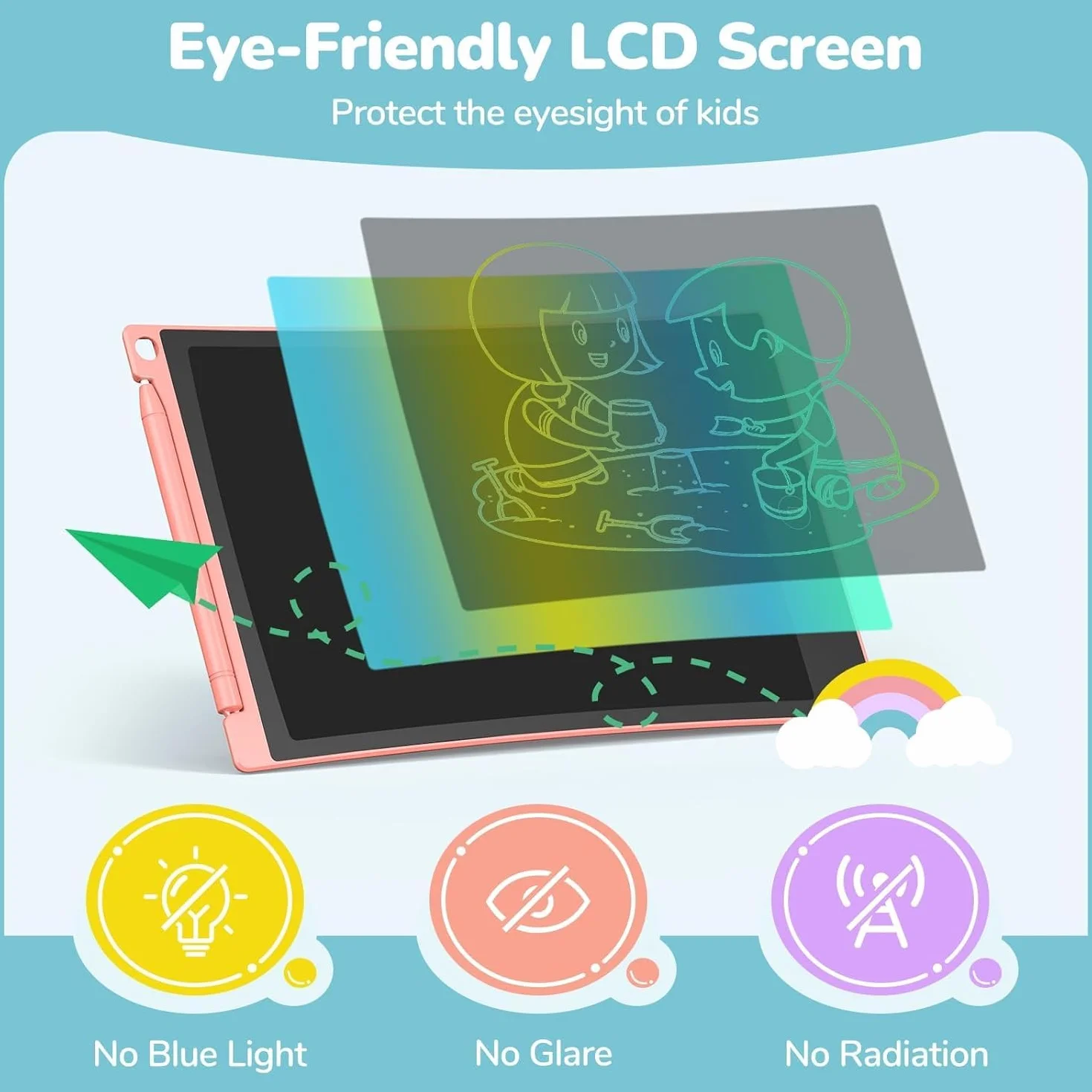 TECJOE Tavoletta Grafica LCD 8.5 Pollici Confezione da 4, Lavagna Portatile da Disegno con Penna per Bambini