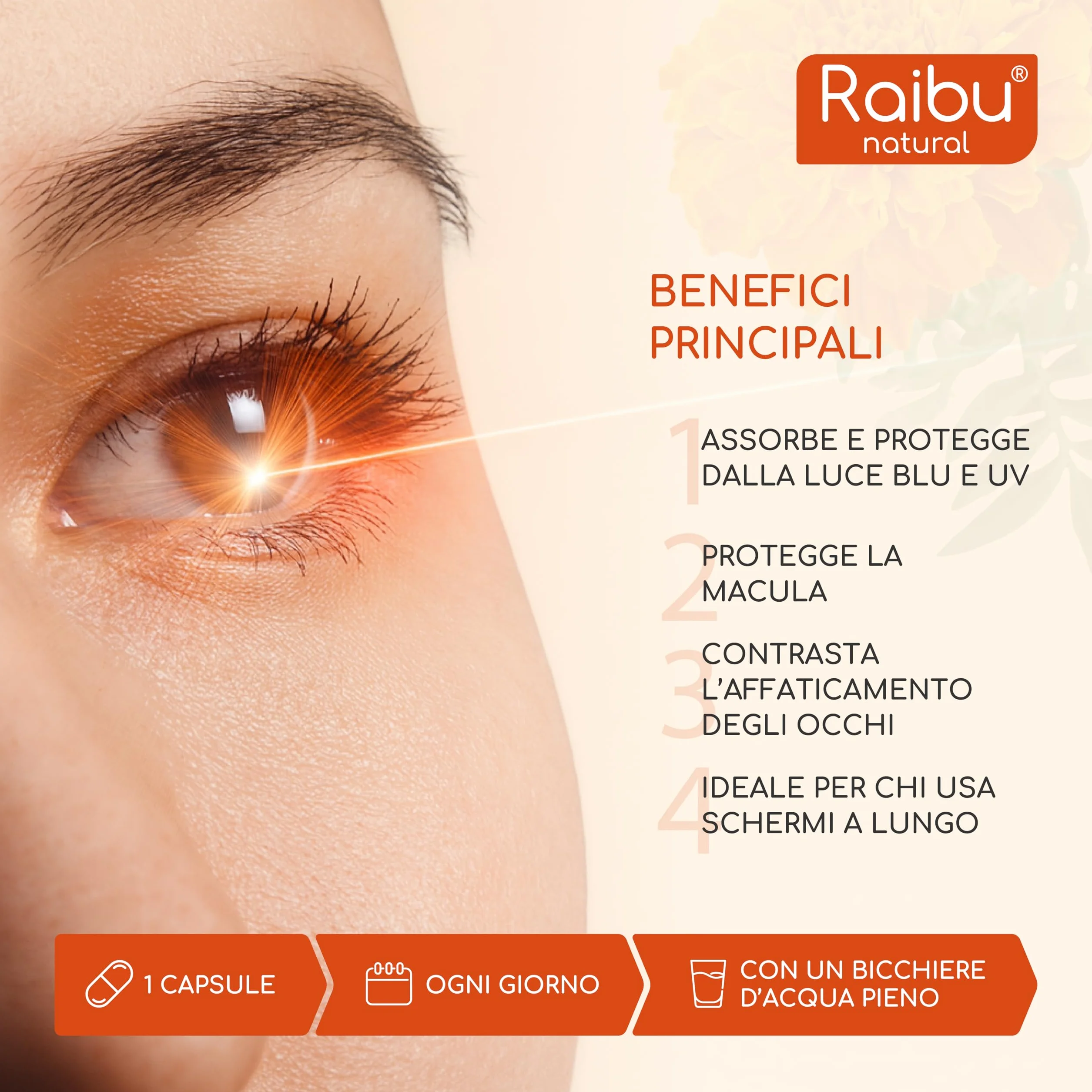 Integratore Occhi Luteina Zeaxantina 50 mg 12,5 mg Vitamina A B2 Calendula 4 Mesi