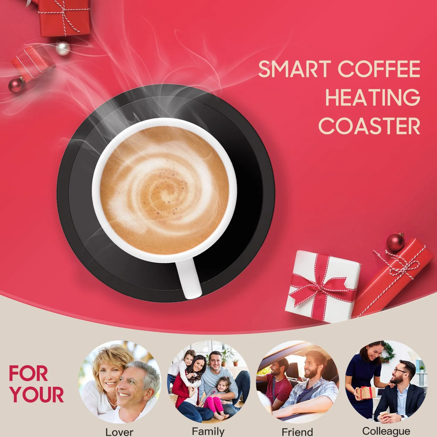 Scalda Tazza,Scalda Bevande Elettrico con la Regolazione di 3 livellidi Regolazione Della Temperatura (Up To 176°F/80℃), Piatto Scaldatazze per tè/acqua/latte, Regalo di Natale (Senza tazza)