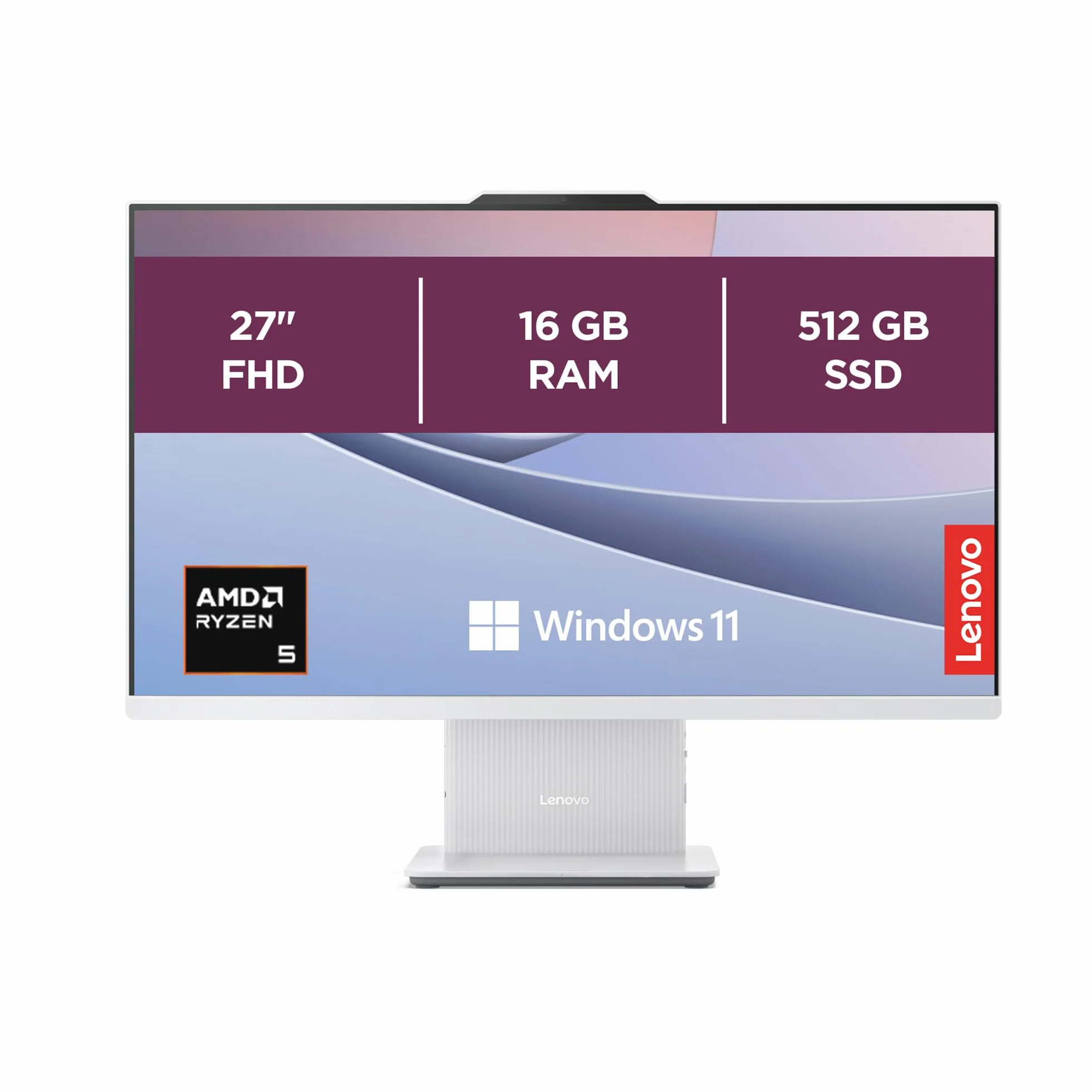 Lenovo IdeaCentre All-In-One 27" FHD AMD Ryzen 5 7533HS 512GB SSD 16GB RAM WiFi 6 Windows 11