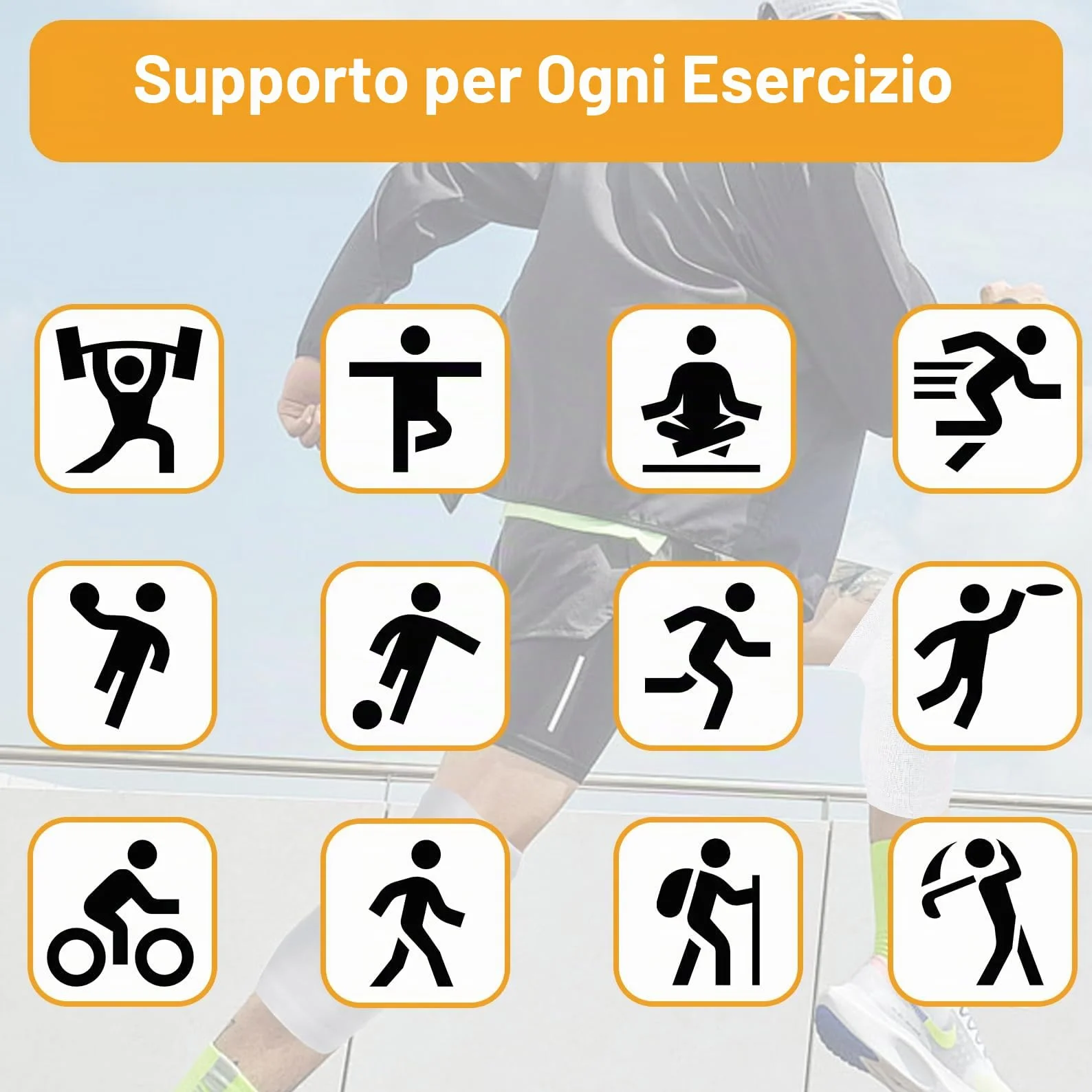 Ginocchiera Ortopedica Elastica 2 Pezzi Tutore Fascia Ginocchio Sport Traspirante per Uomo Donne Artrosi Artrite Corsa Dolore