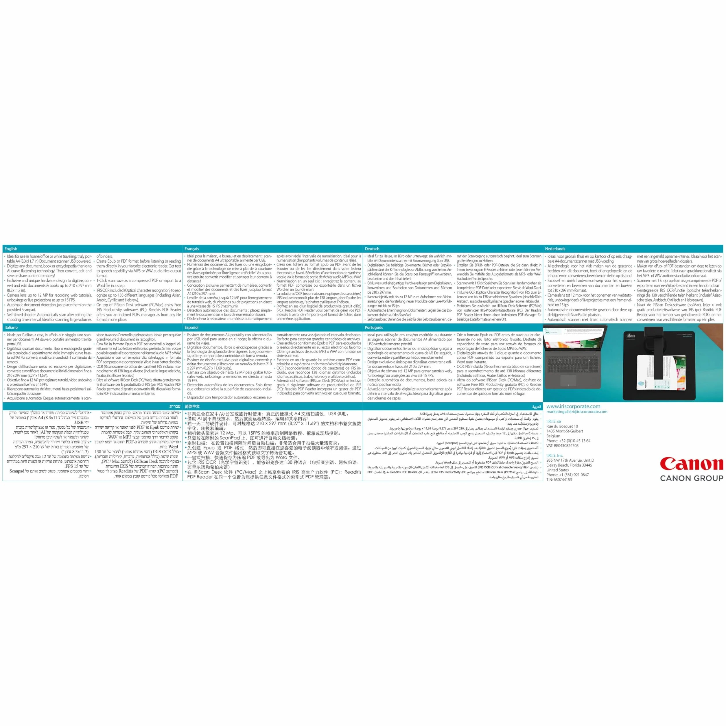IRIScan Desk 6 - Scanner Documenti Libro Professionale, Funzione OCR, PDF, Windows e MacOS, Max scansione A4, USB 2.0 Velocità Scan 0,75sec per pagina