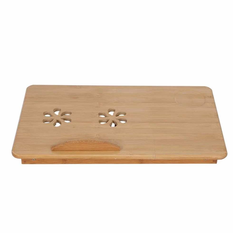 Supporto per Laptop Regolabile con Piccolo Cassetto e Scanalatura di Tazza, Scrivania Pieghevole in bambù, Ideale per Le Famiglie