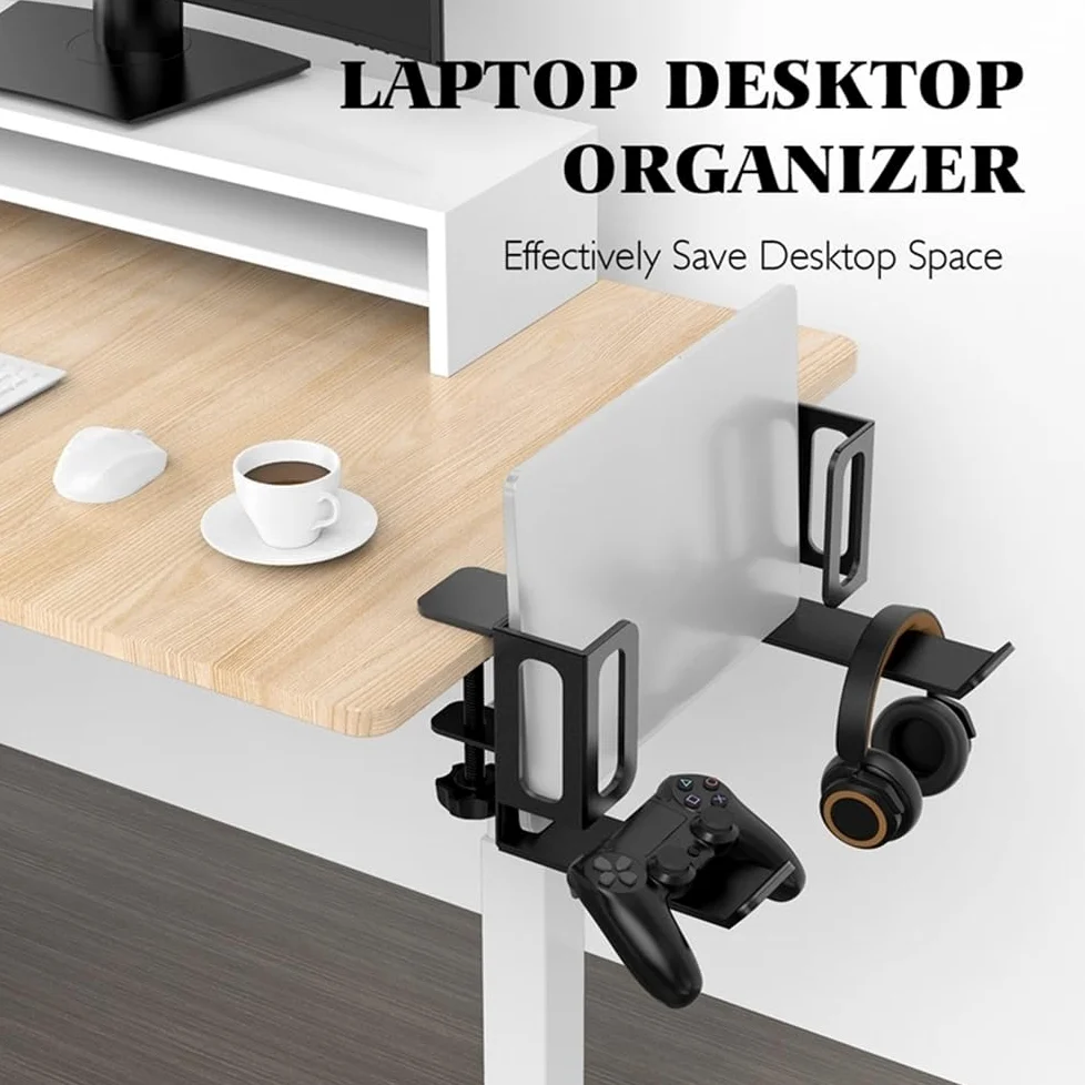 Supporto per Laptop Organizer for Laptop da scrivania, Supporto for Laptop sotto la scrivania con Supporto for Cuffie Rialzo per Laptop(Nero)