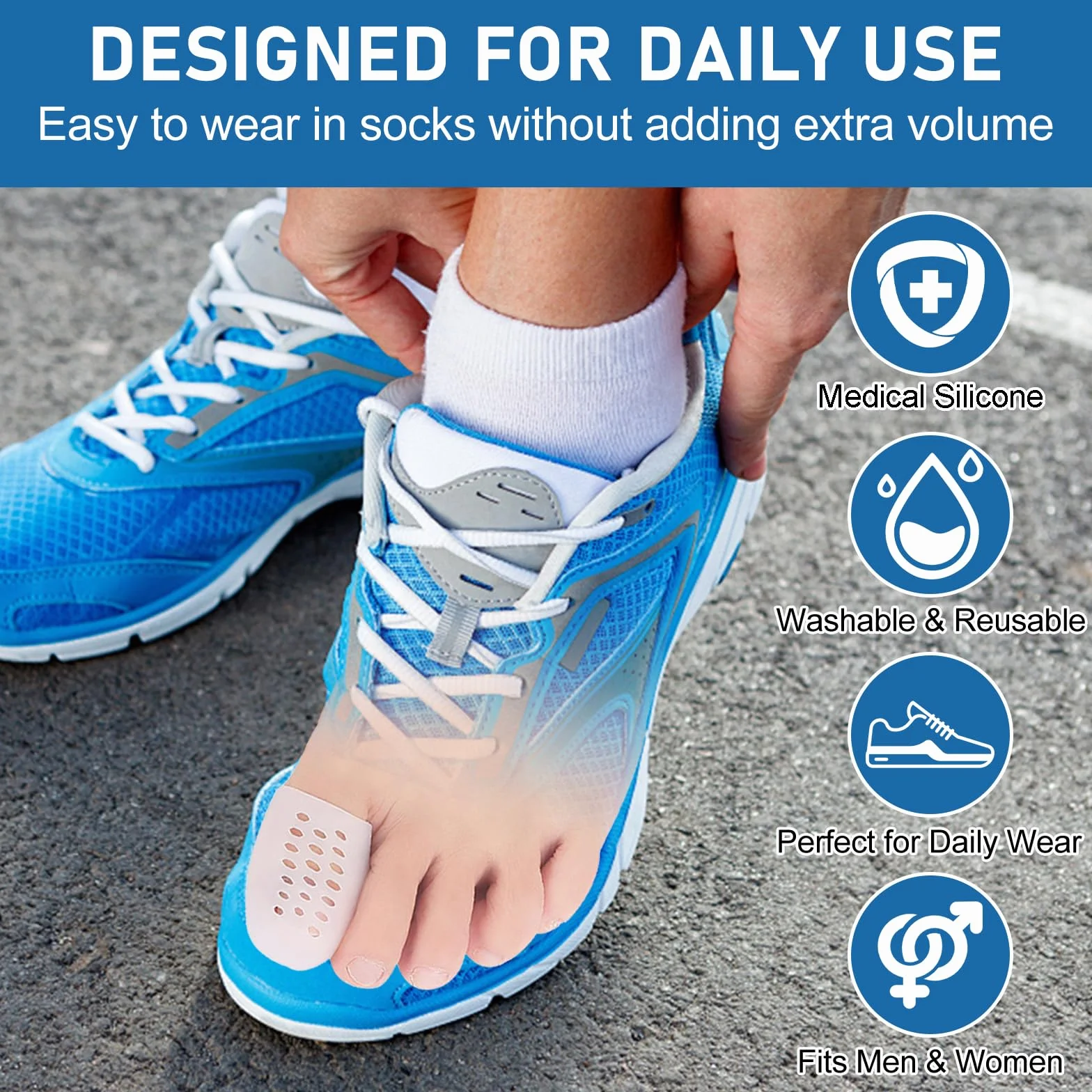 Protezione alluce in silicone traspirante anti-friction 16 pezzi