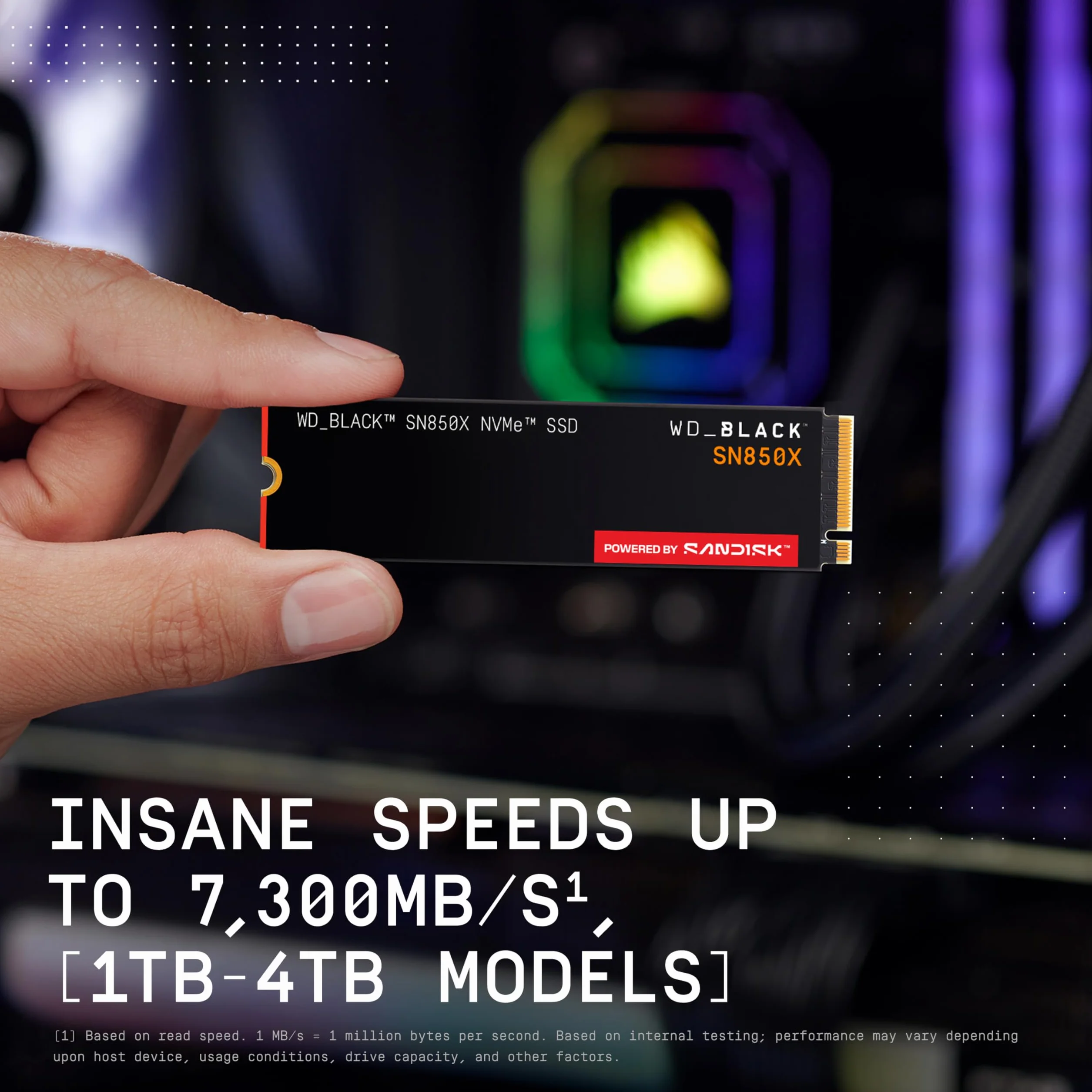 WD_BLACK SN850X NVMe SSD 1TB (Fino a 7.300MB/s in lettura, fino a 6.300MB/s in scrittura, M.2 2280, PCIe Gen 4, SSD ad alte Prestazioni per Gaming) POWERED BY SANDISK