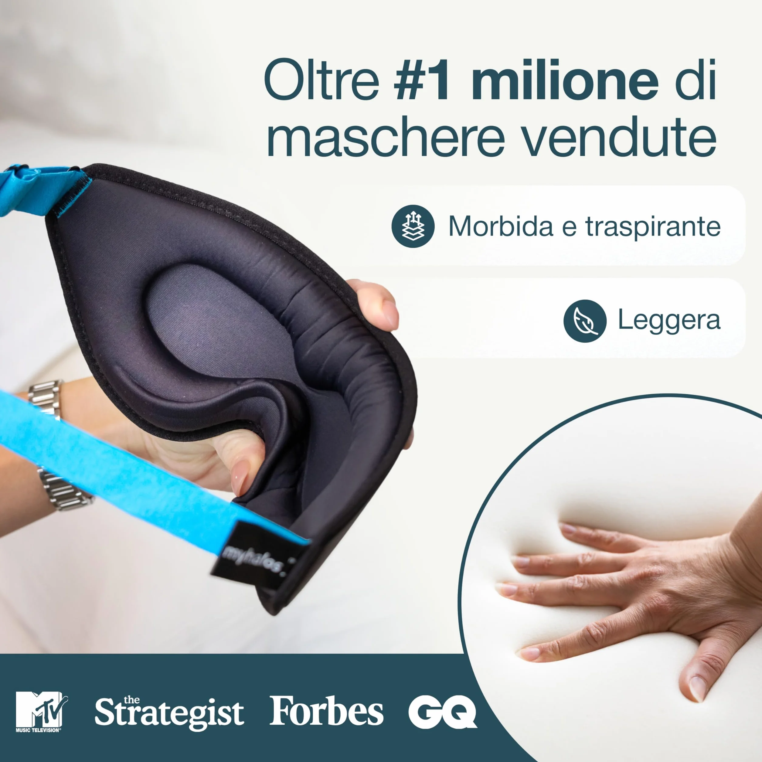 MyHalos Mascherina per Dormire Maschera per Sogni Lucidi e Notte Sleeping Mask per Viaggio e Relax