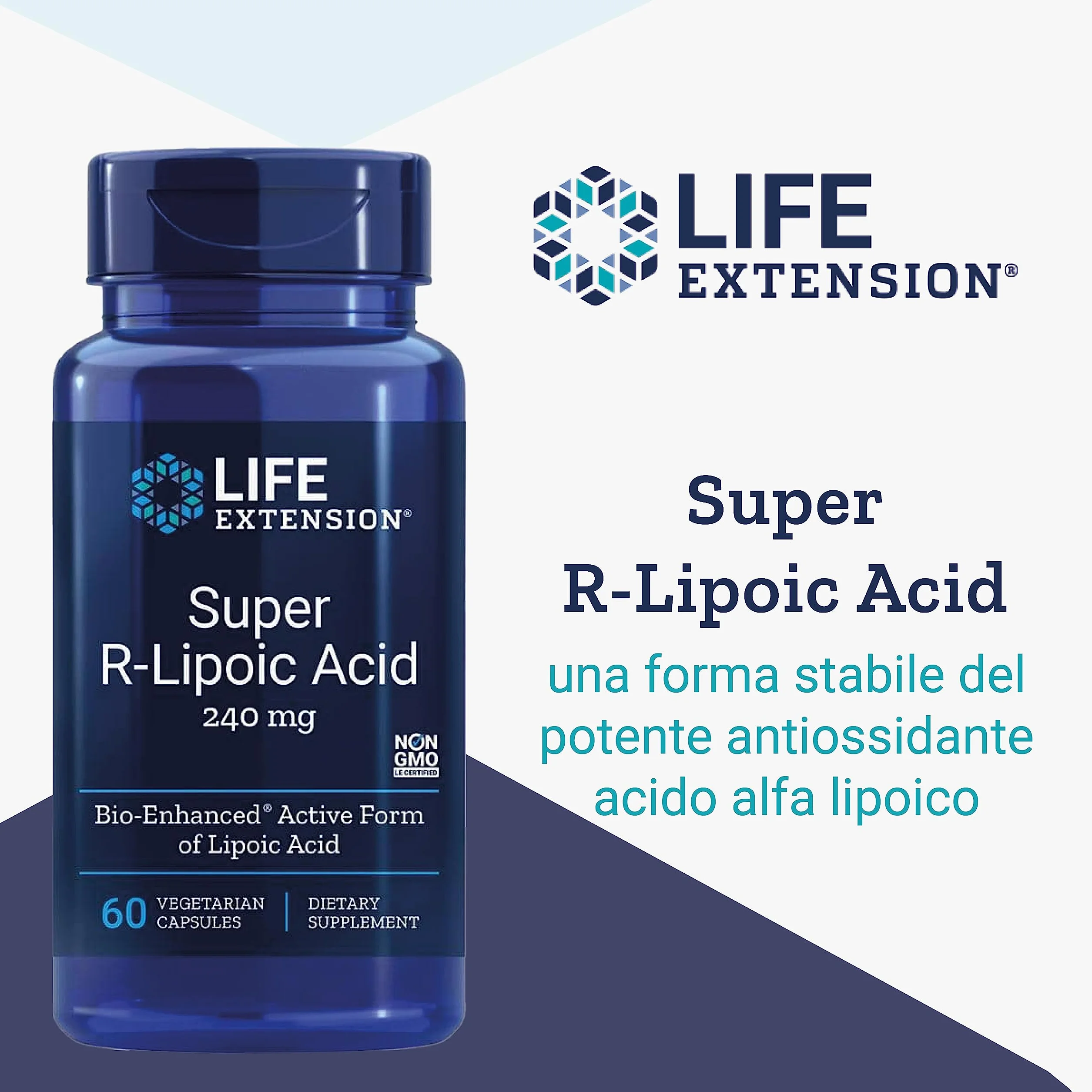 Life Extension Super R-Lipoic Acid 240 mg 60 Capsule vegane Altamente Dosato
