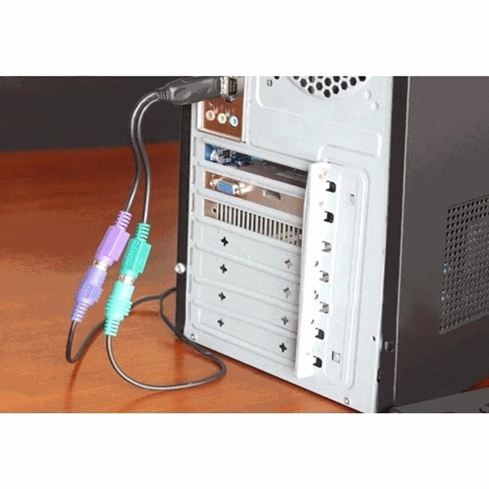 Adattatore da USB a PS/2, convertitore da PS/2 a USB, adattatore mouse per tastiera per PC, laptop, supporta commutazione KVM, Plug and Play, cavo da 15 cm, nero