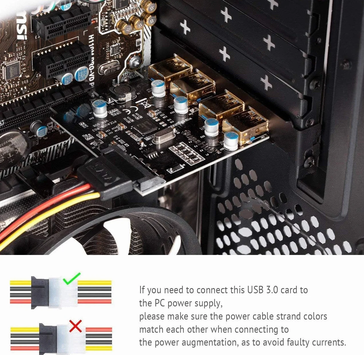 Scheda PCIE USB 3.0, 5 Porte a USB Scheda di Espansione Superspeed 5 Gbps con connettore di Alimentazione SATA a 15 Pin e interfaccia USB 3.0 a 19 Pin,Supporto Windows XP/Vista/7/8/10/ Linux