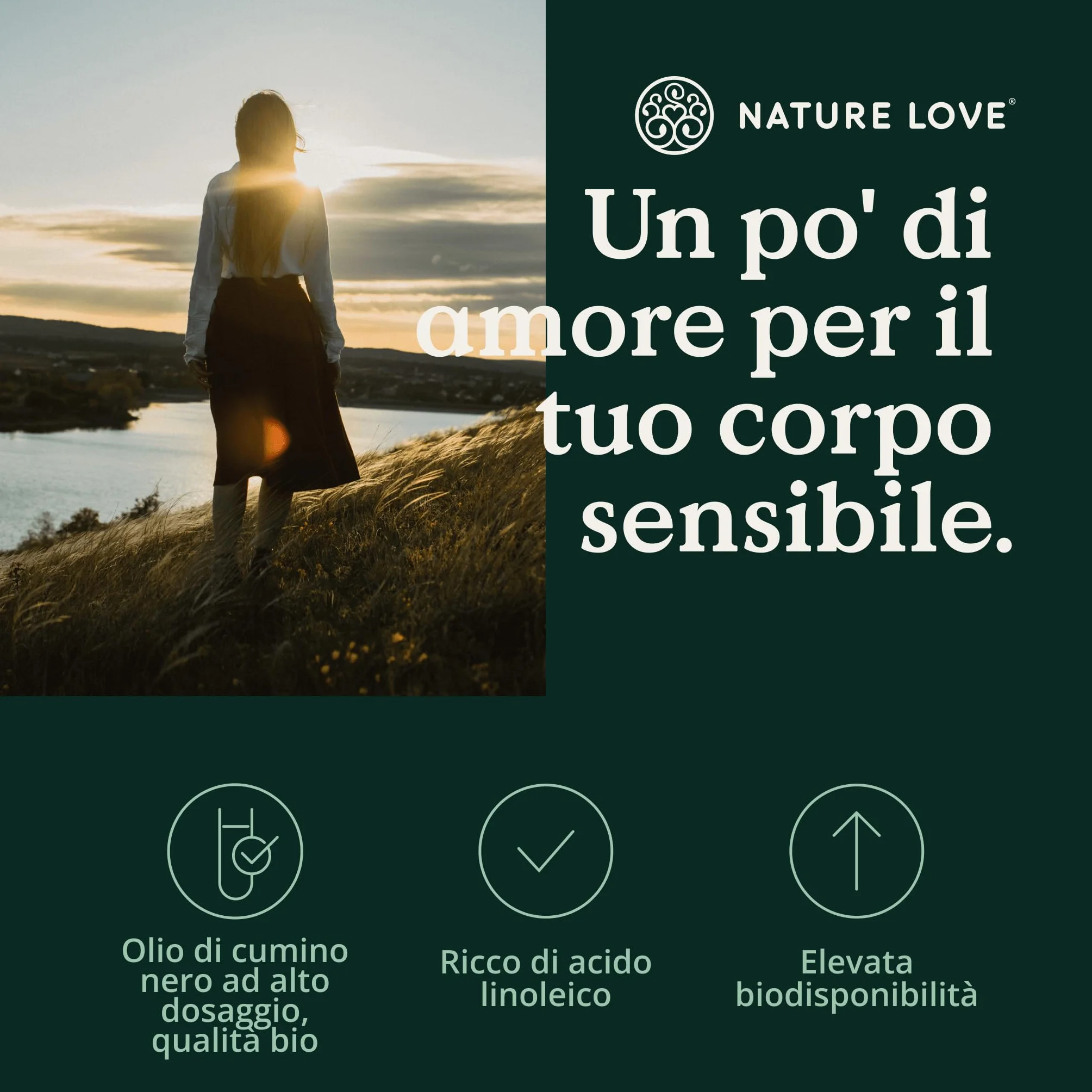 NATURE LOVE® Olio di Cumino Nero Biologico 1000mg 240 Capsule Vegane Nigella Sativa