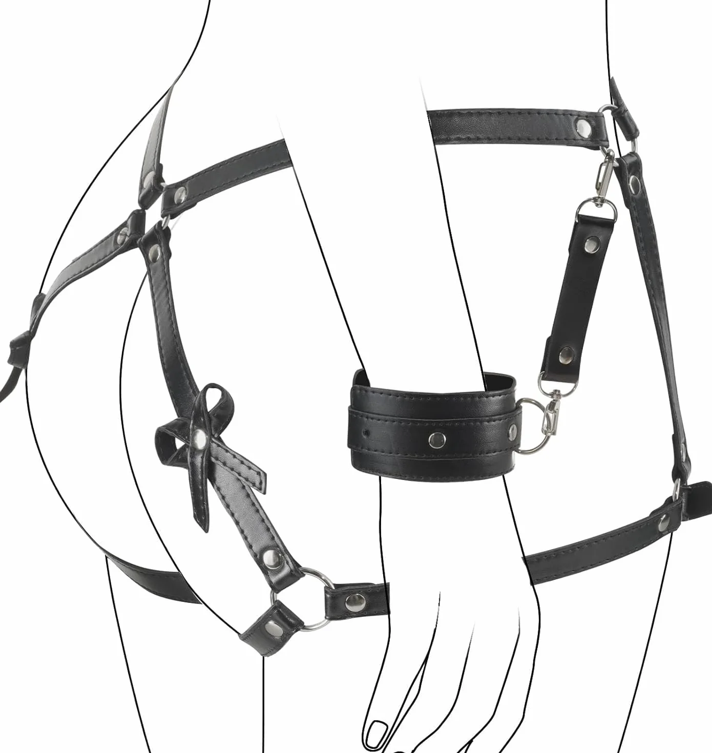 Cordon regolabile in PU per gambe e manichetta accessori punk
