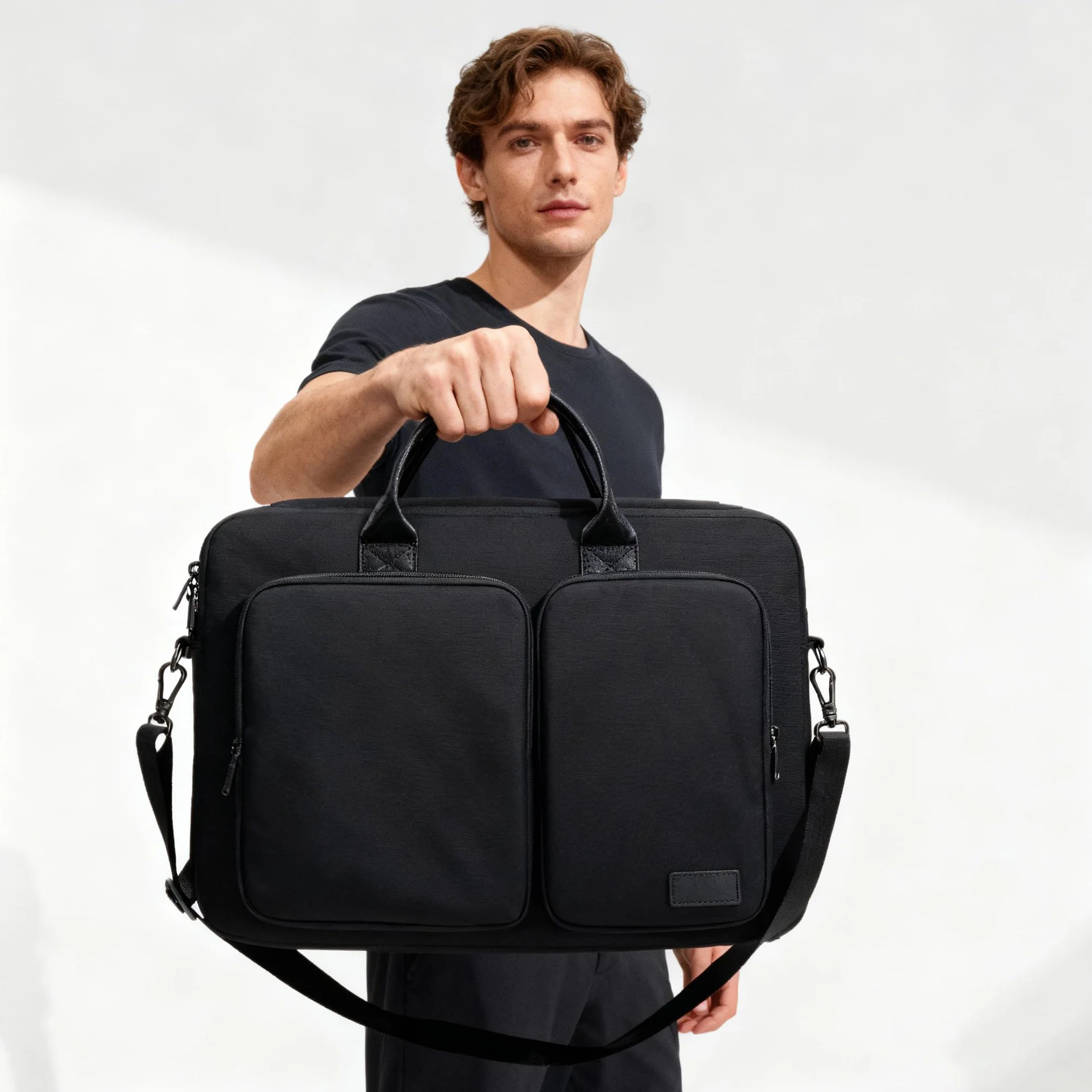 Borsa Porta PC, Custodia PC 16 Pollici Impermeabile, Borsa Tracolla Laptop con Tracolla e Maniglia, 360° Protezione Custodia Computer Compatibile con Macbook Pro 16 M4 M3 M2 M1, Nero