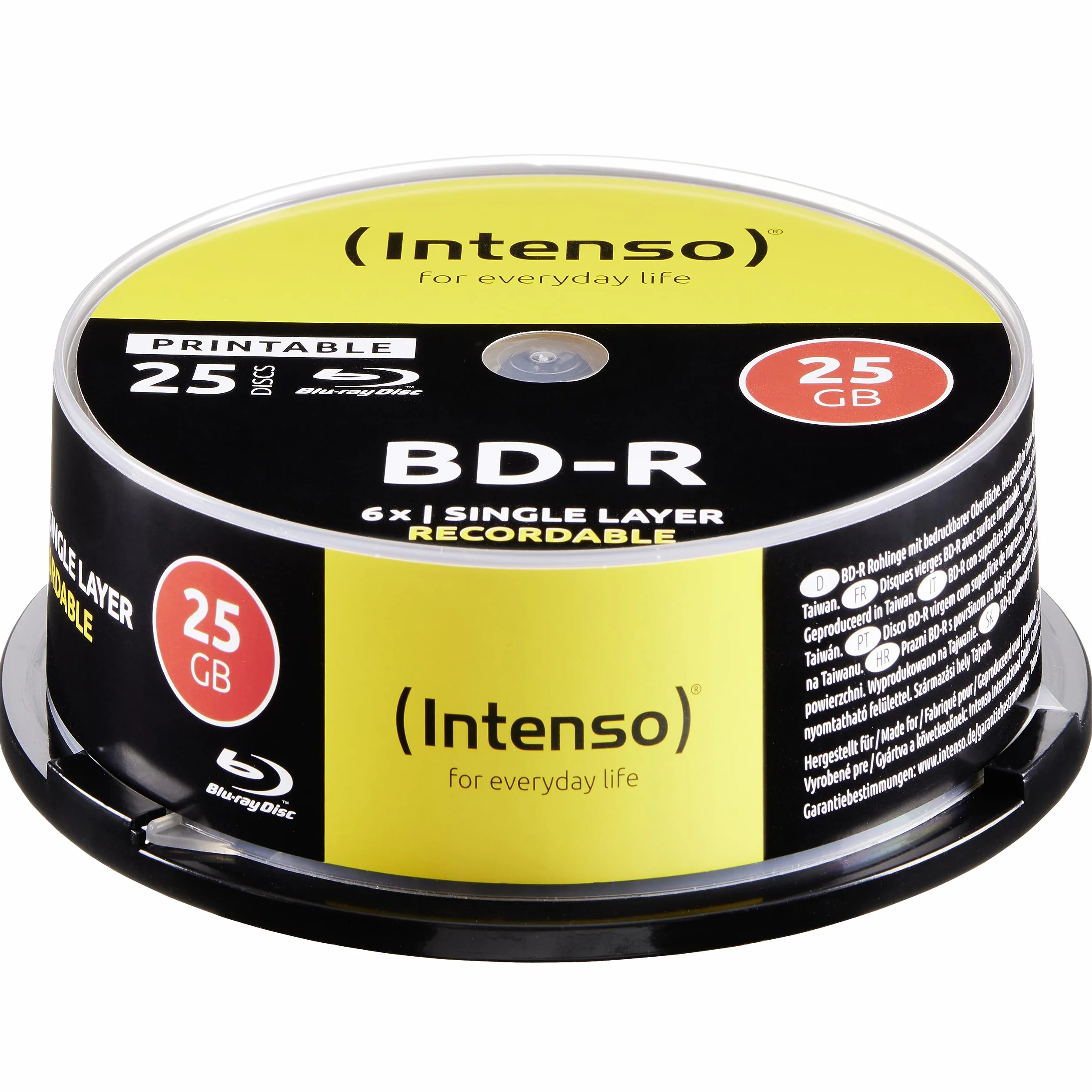 Blu-Ray, 25 GB stampabile, mandrino da 25