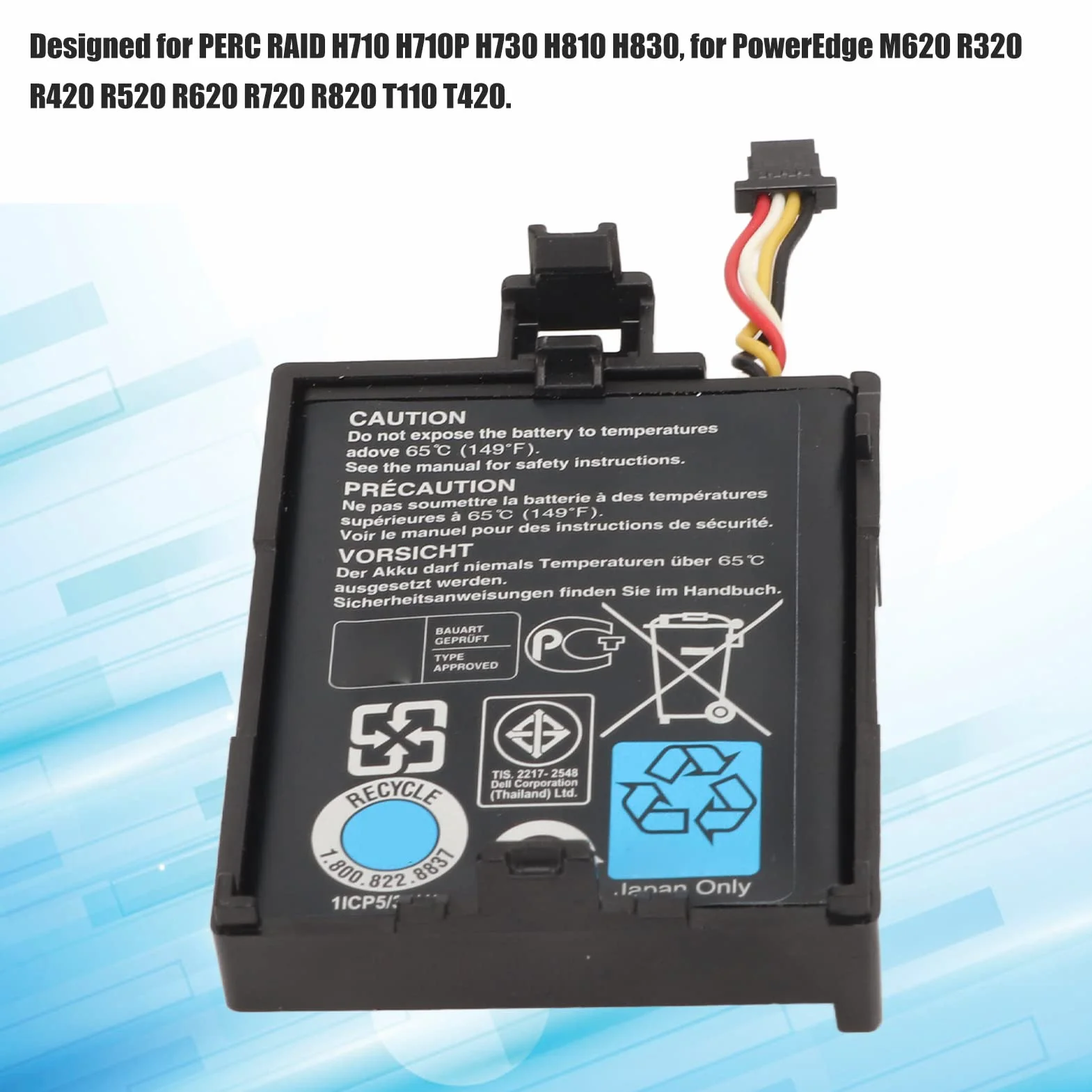 VBESTLIFE Raid Controller T40JJ 70K80 3.7V 1.8Wh 500mAh Batteria agli Ioni di Litio per dell PERC Raid H710 H710P H730 H810 H830, per PowerEdge M620 R320 R420 R520 R620 R720