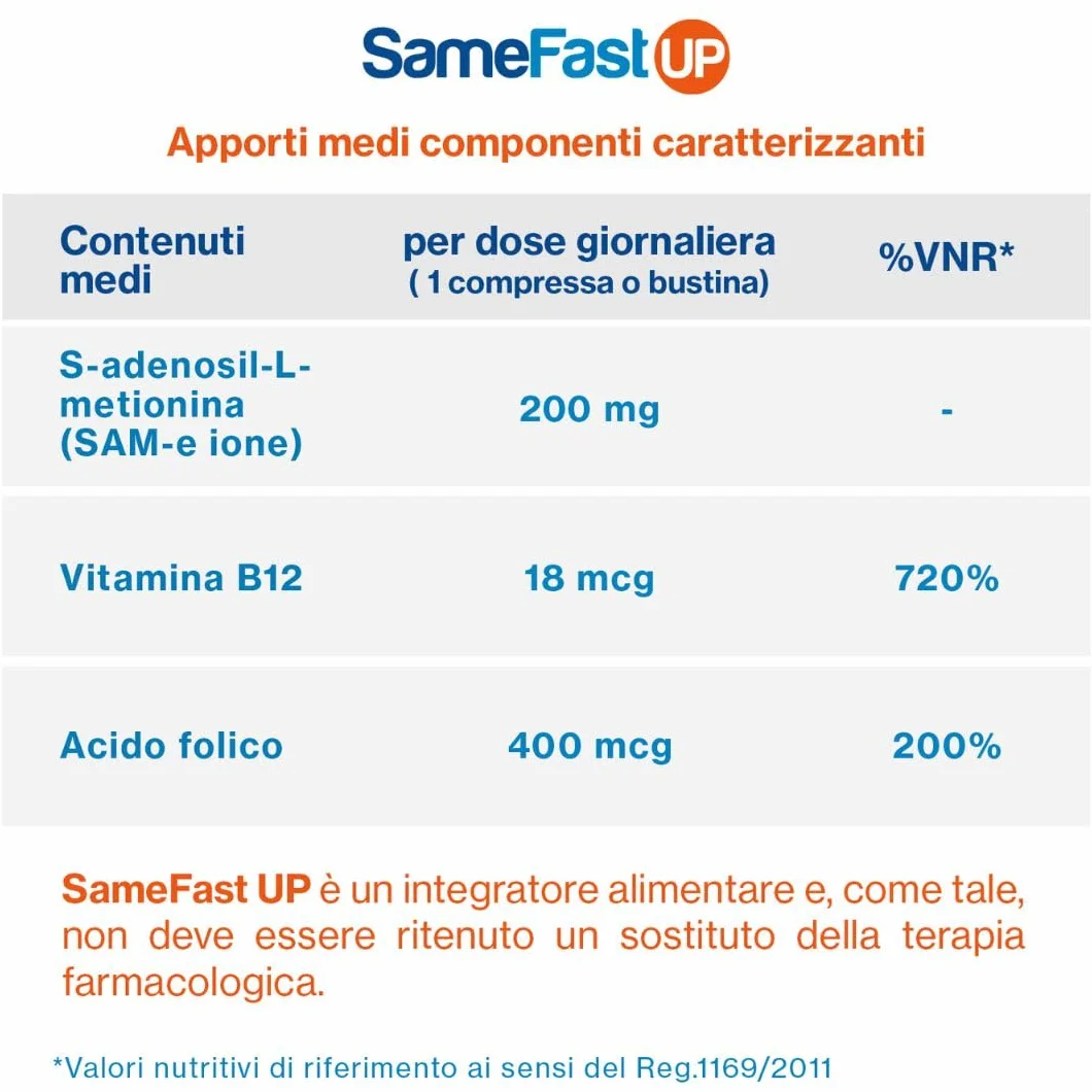 SameFast UP Integratore Alimentare Tono Umore 20 Compresse Orosolubili Gusto Lime Senza Glutine Lattosio