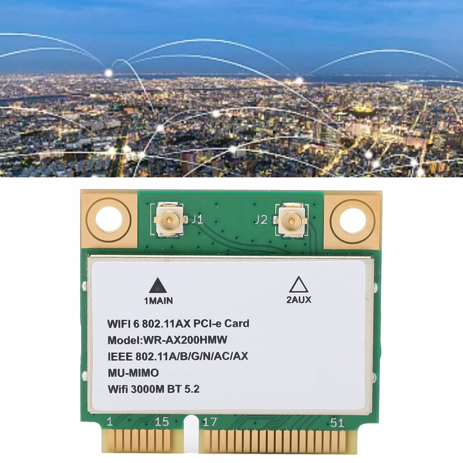 Annadue Scheda WiFi Wireless, Scheda di Rete Wireless Dual Band AX200HMW 2.4G/5G, Scheda Wireless Mini PCI-E 2974M WiFi6 Bluetooth 5.2, 802.11 A/B/G/N/AC/AX per Laptop