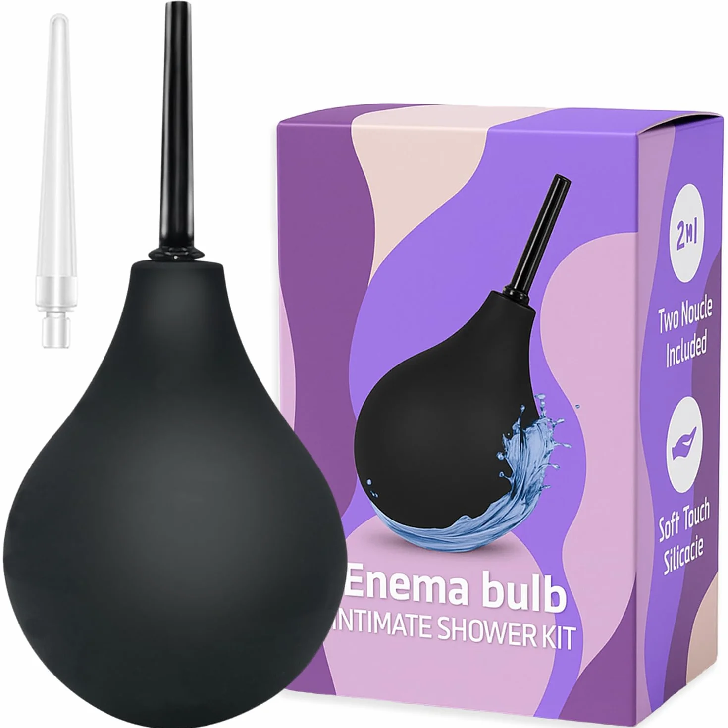 Clistere per Pulizia Intestino 225 ml – Peretta Rettale in Silicone Medico con 2 Cannule