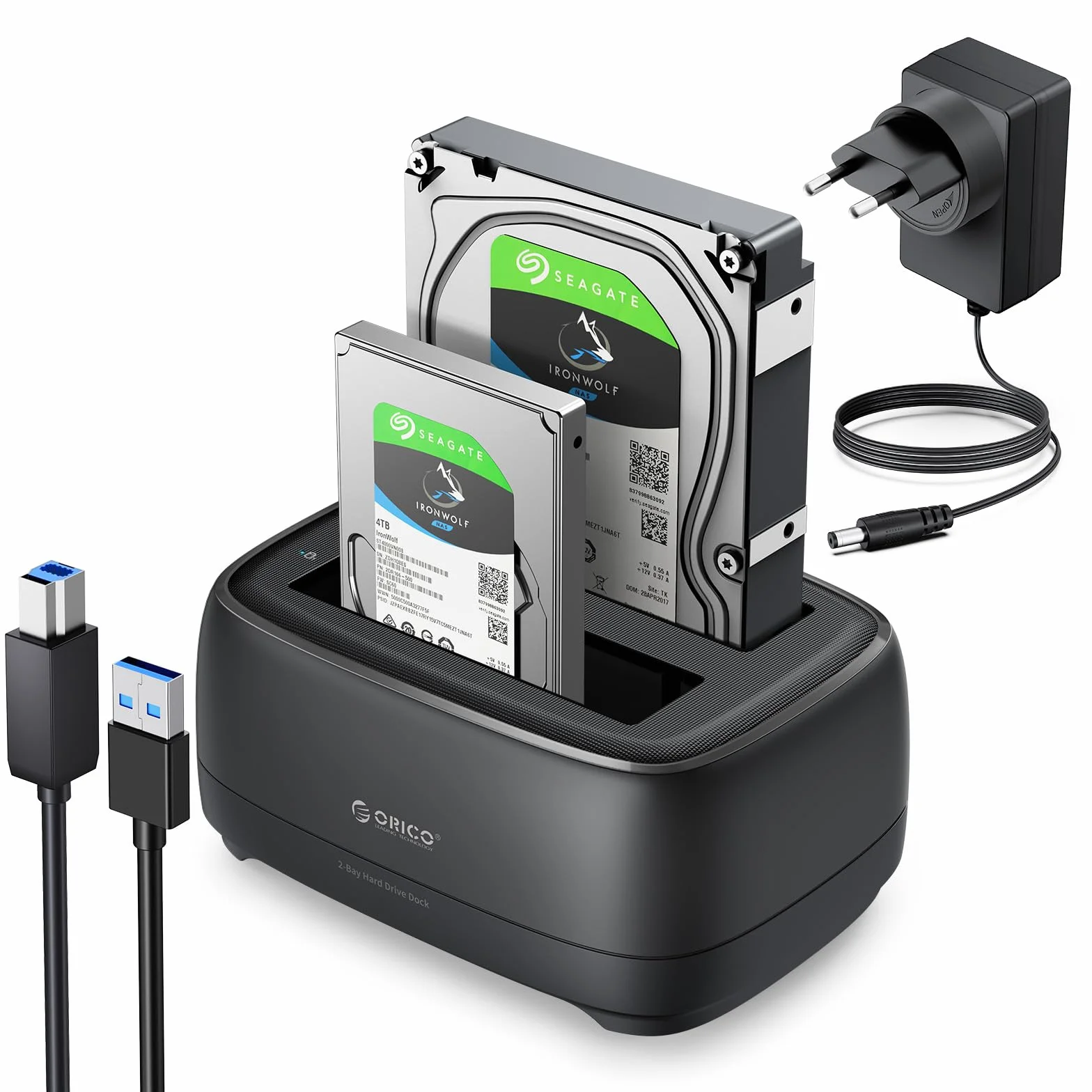 ORICO Hard Disk Docking Station USB 3.0 SATA 2 Slot per HDD/SSD 2.5 e 3.5 pollici Supporto UASP 20TB