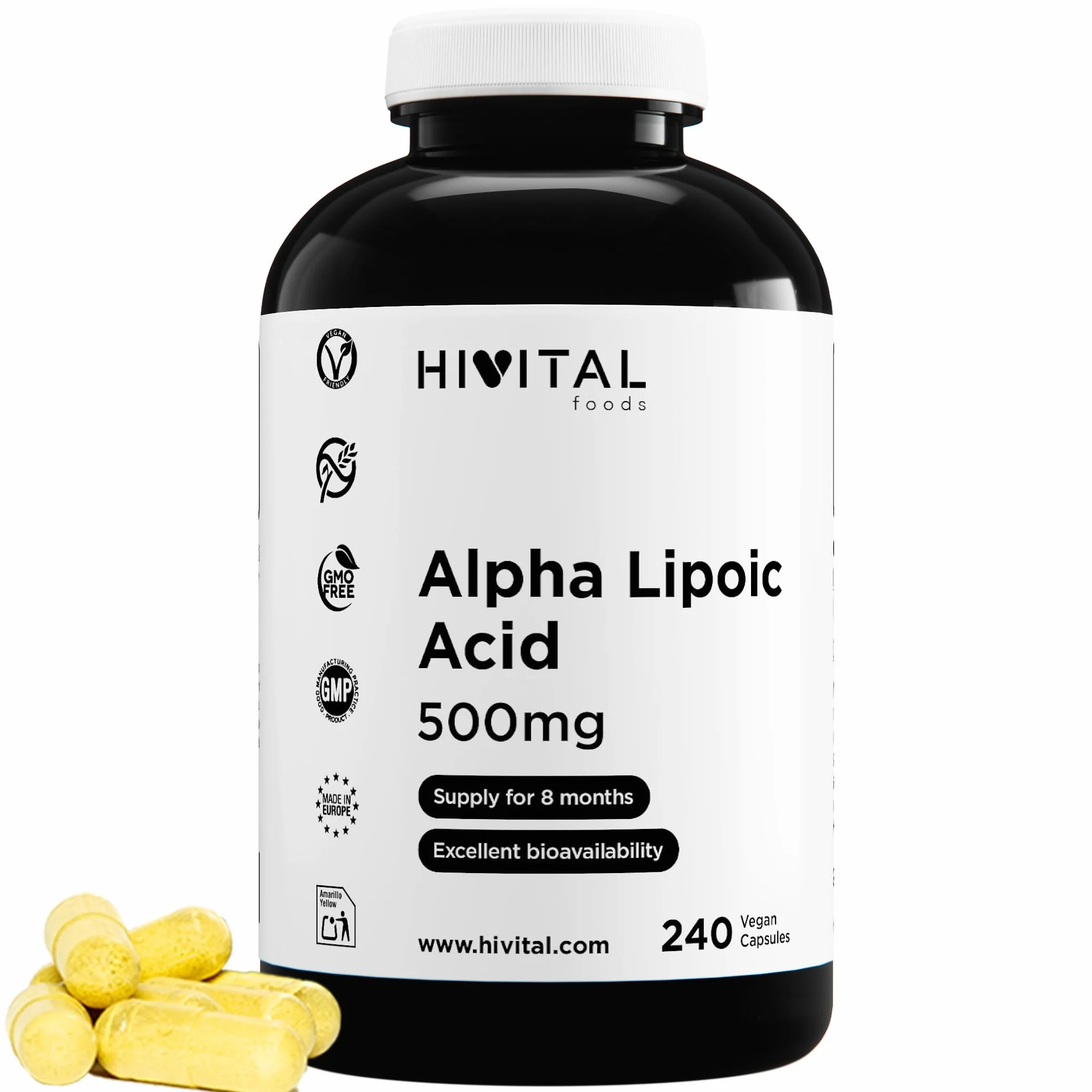 Acido Alfa Lipoico (ALA) 500 mg 240 capsule vegane HIVITAL