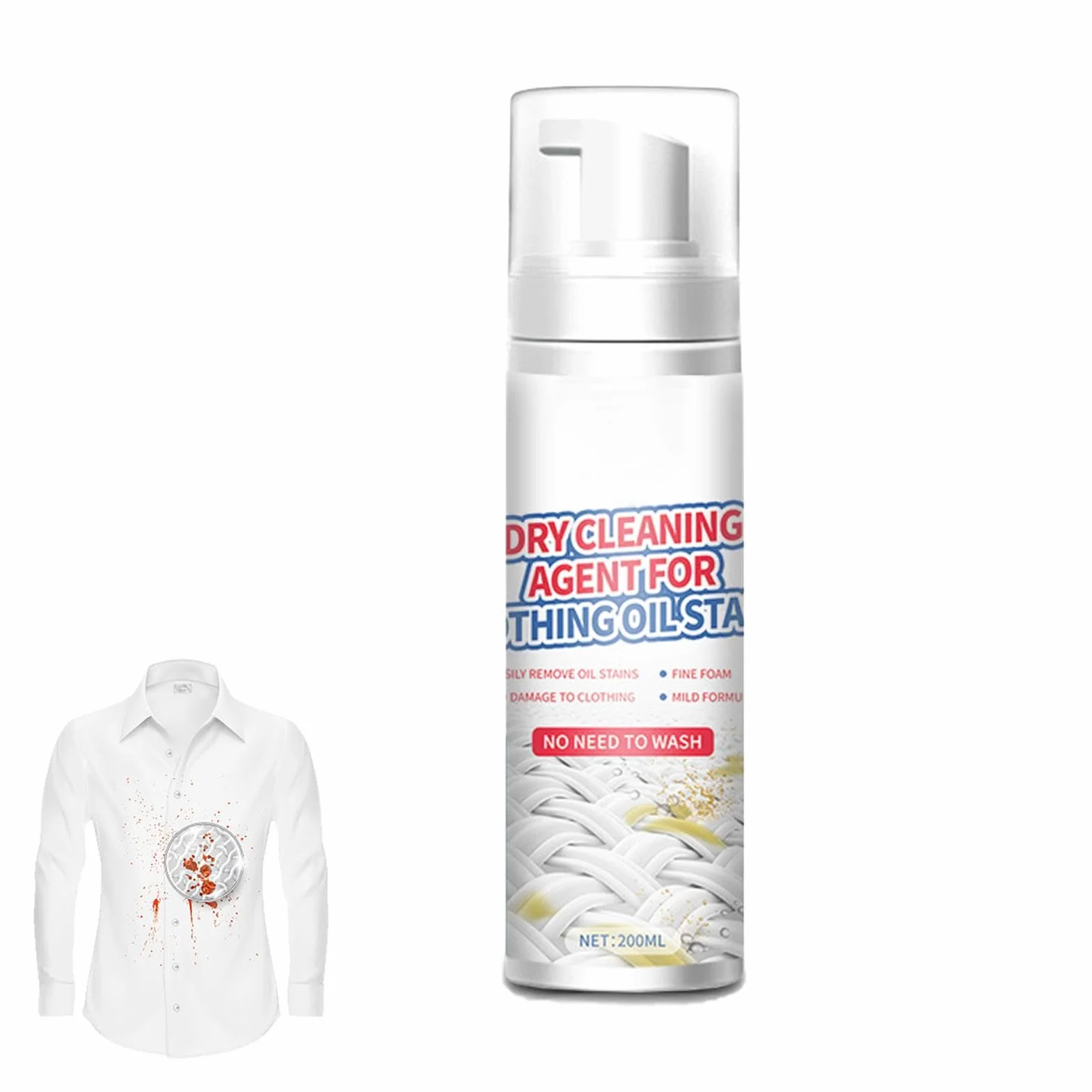 Dry Stain Remover for Clothes Laundry Cleaning Fluid Food Drink Oil Stains