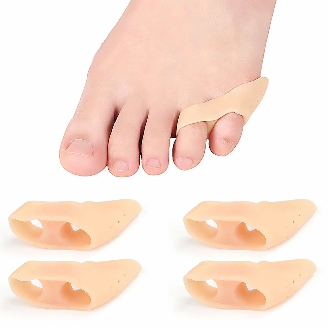 Separatore Dita Piede in Silicone, 2 Paia Proteggi Mignolo Piede, Distanziatori Dita Piedi, Tonalità Pelle