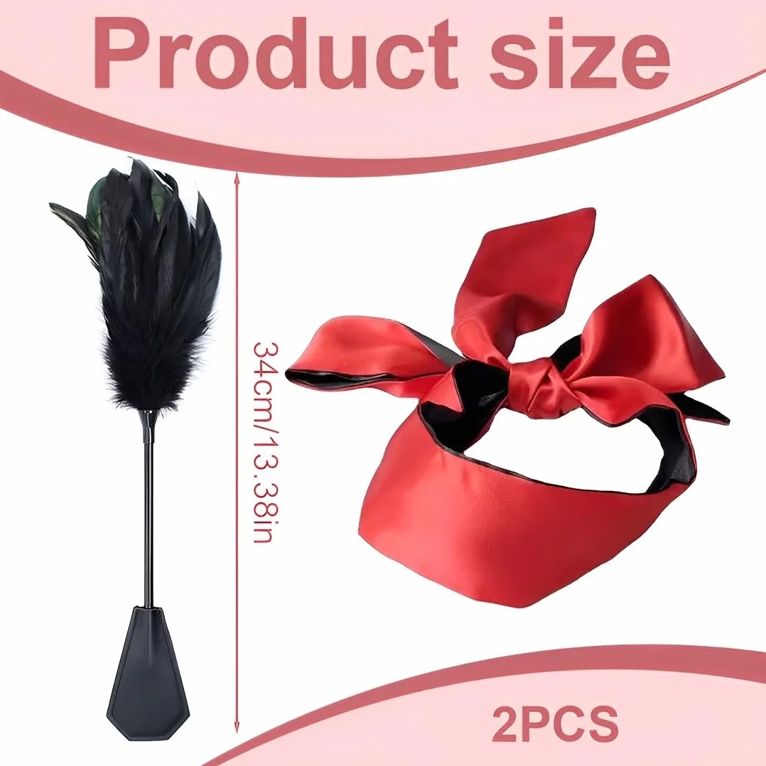 Deluxe Piuma Tickler Cuoio Flogger Frusta Bondage Paddle Set Letto Vincoli Giocattolo Sessuale con Benda Maschera Occhio
