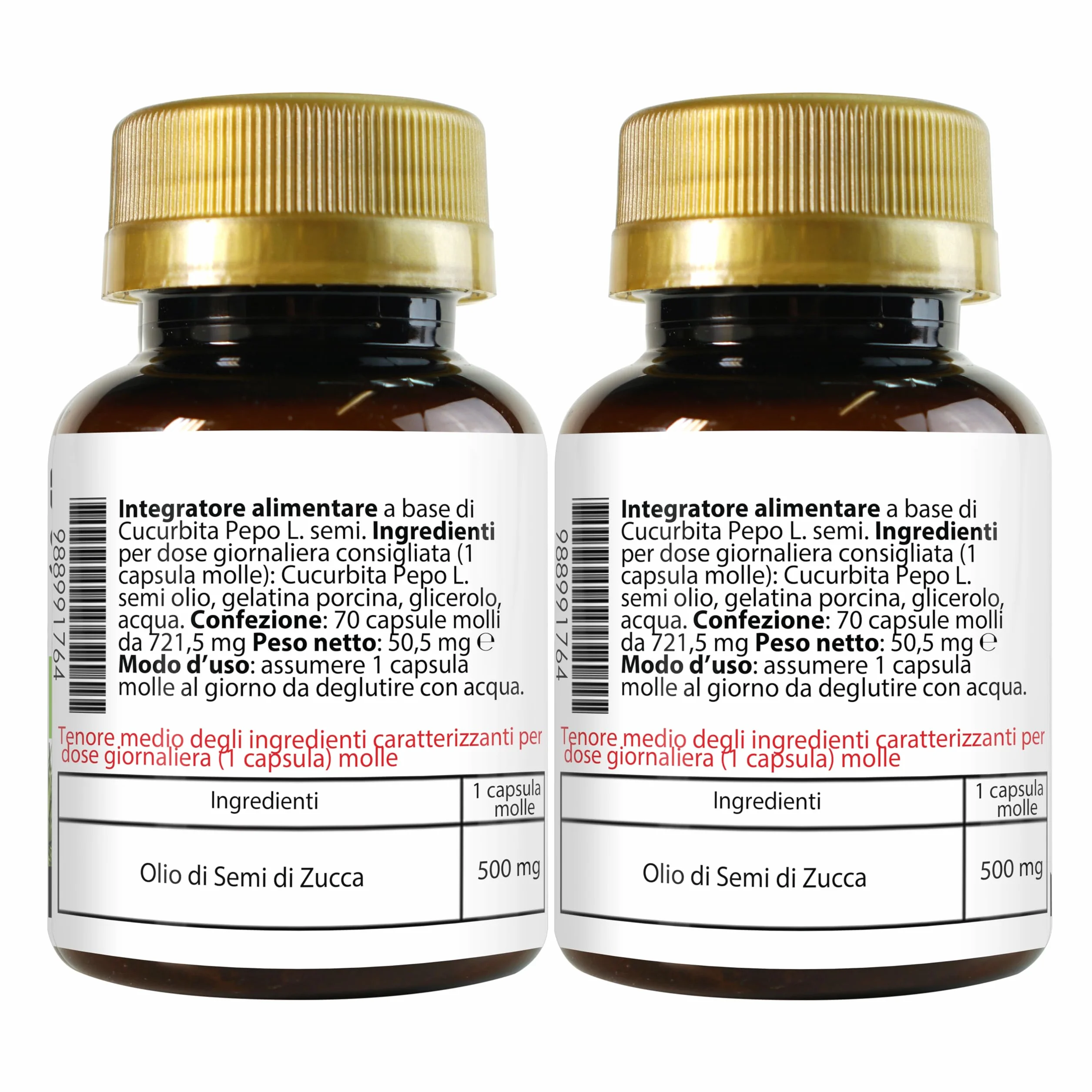 Semi di Zucca 140 Softgels Olio Spremuto a Freddo Omega 3 6 9 Acido Linoleico Oleico