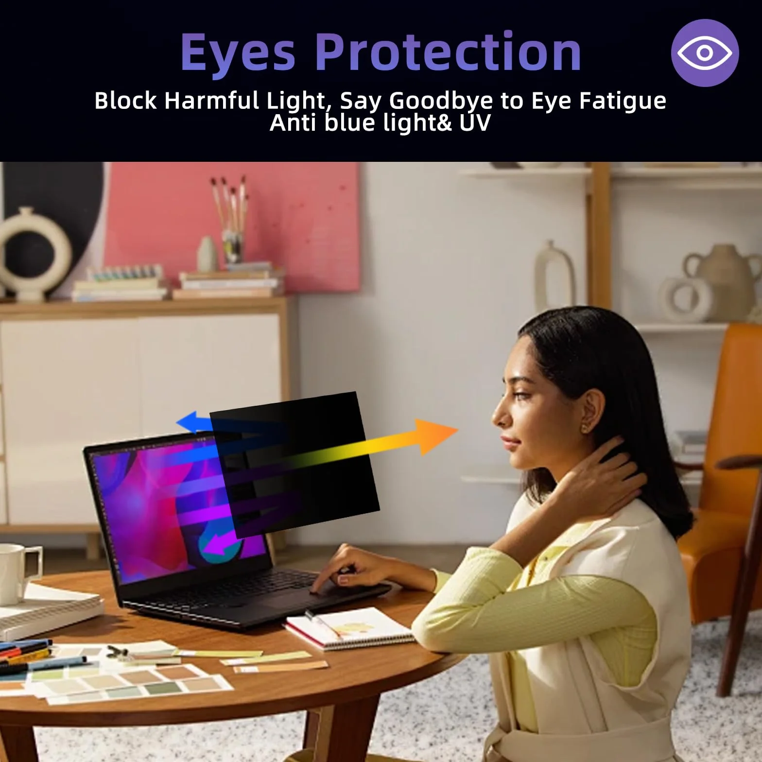 Filtro Privacy per Schermo Laptop 17 pollici 16:9, Protezione Schermo Antiriflesso Anti -Luce Blu per HP/Samsung/Dell/Acer/Lenovo/Ruzava/ASUS, Pellicola Protettiva Rimovibile - 17 "