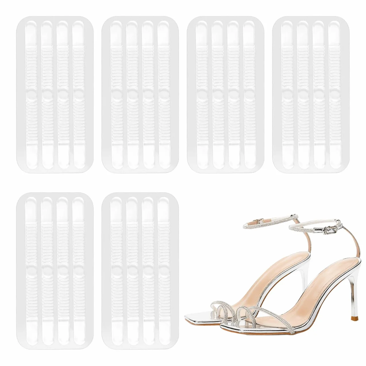 Cuscinetti antiscivolo in silicone trasparente per scarpe da donna, adesivi in gel ad alta aderenza, 24 pezzi