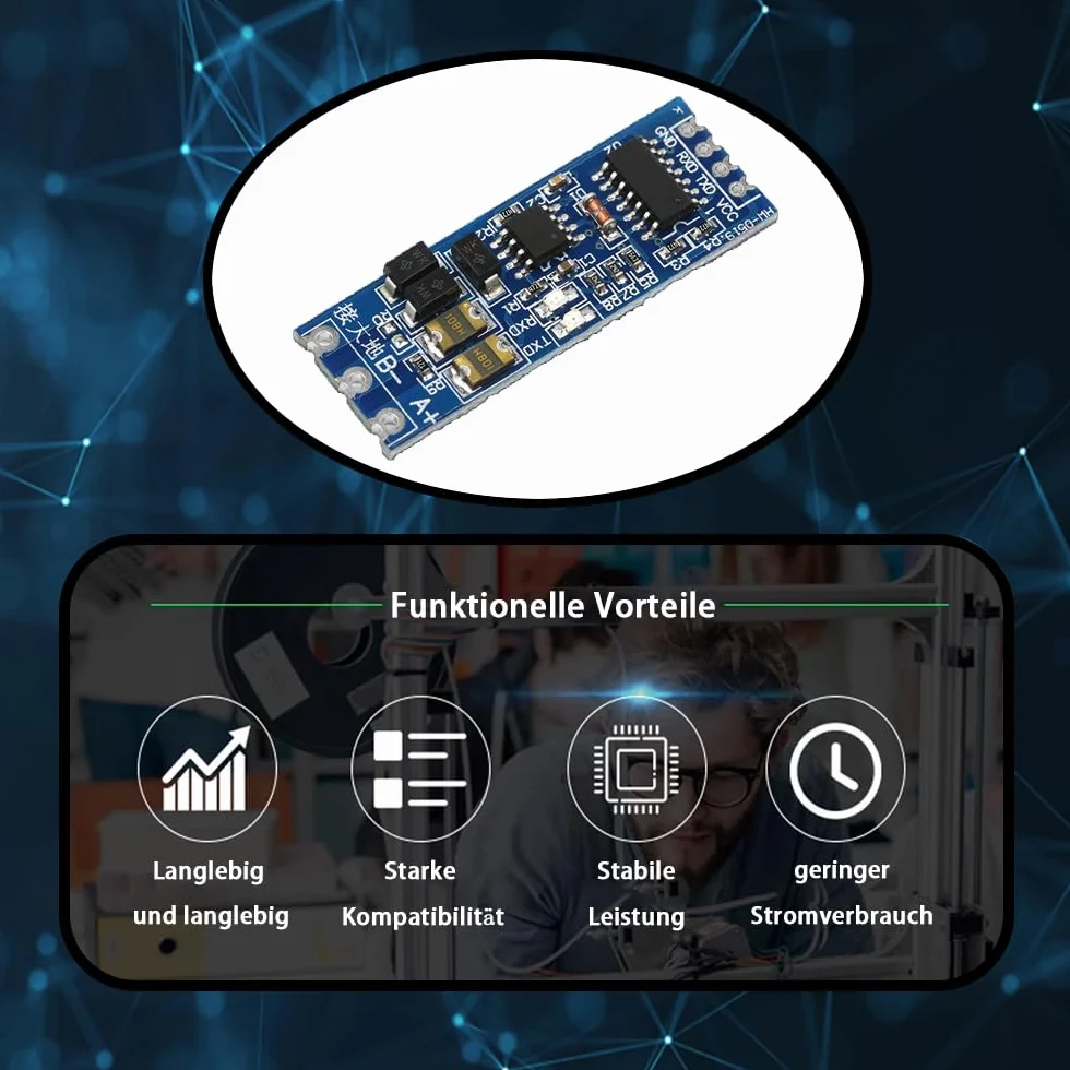 GERUI 8 pezzi SinglechipTTL per RS485 485 a Serial Port UART Level Converter Modulo UART per RS485 Convertitore 3.3V 5VRS485 a per il controllo automatico del flusso hardware TTL.