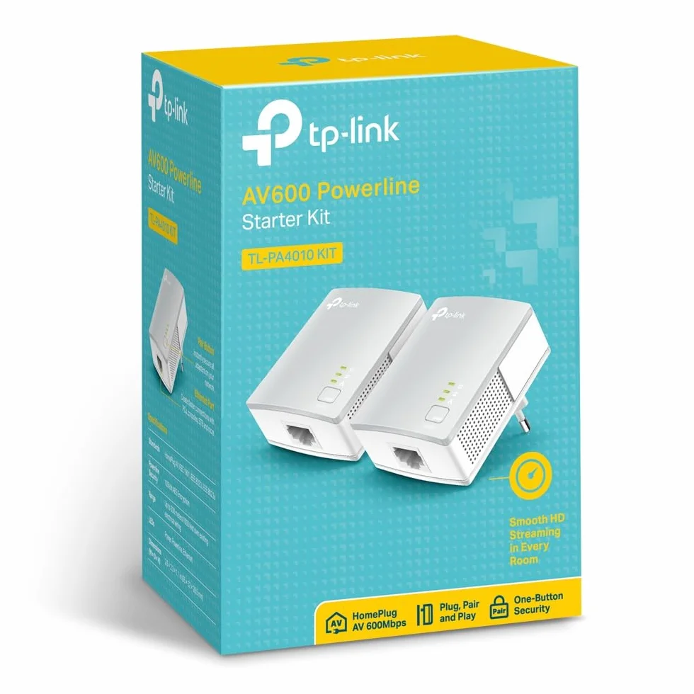 TP-Link TL-PA4010 Kit Powerline AV600Mbps, 1 Porta Ethernet, Plug & Play, Portata 300 Metri, Design in Miniatura, Ultracompatto, Modalità di Risparmio Energetico, Espandi la Rete