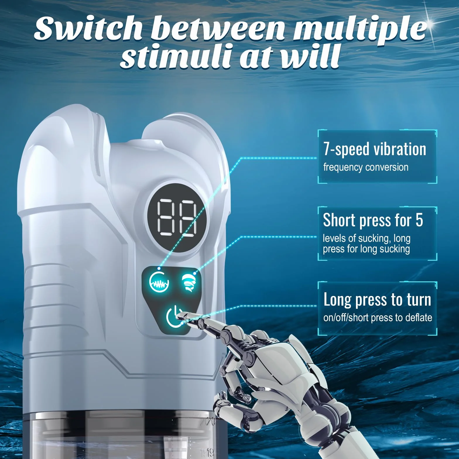 Masturvatore per Uomo Pompa Pene Automatico 4-IN-1 Allungamento Sex Toy 5+7 Modalità Vacuum Device