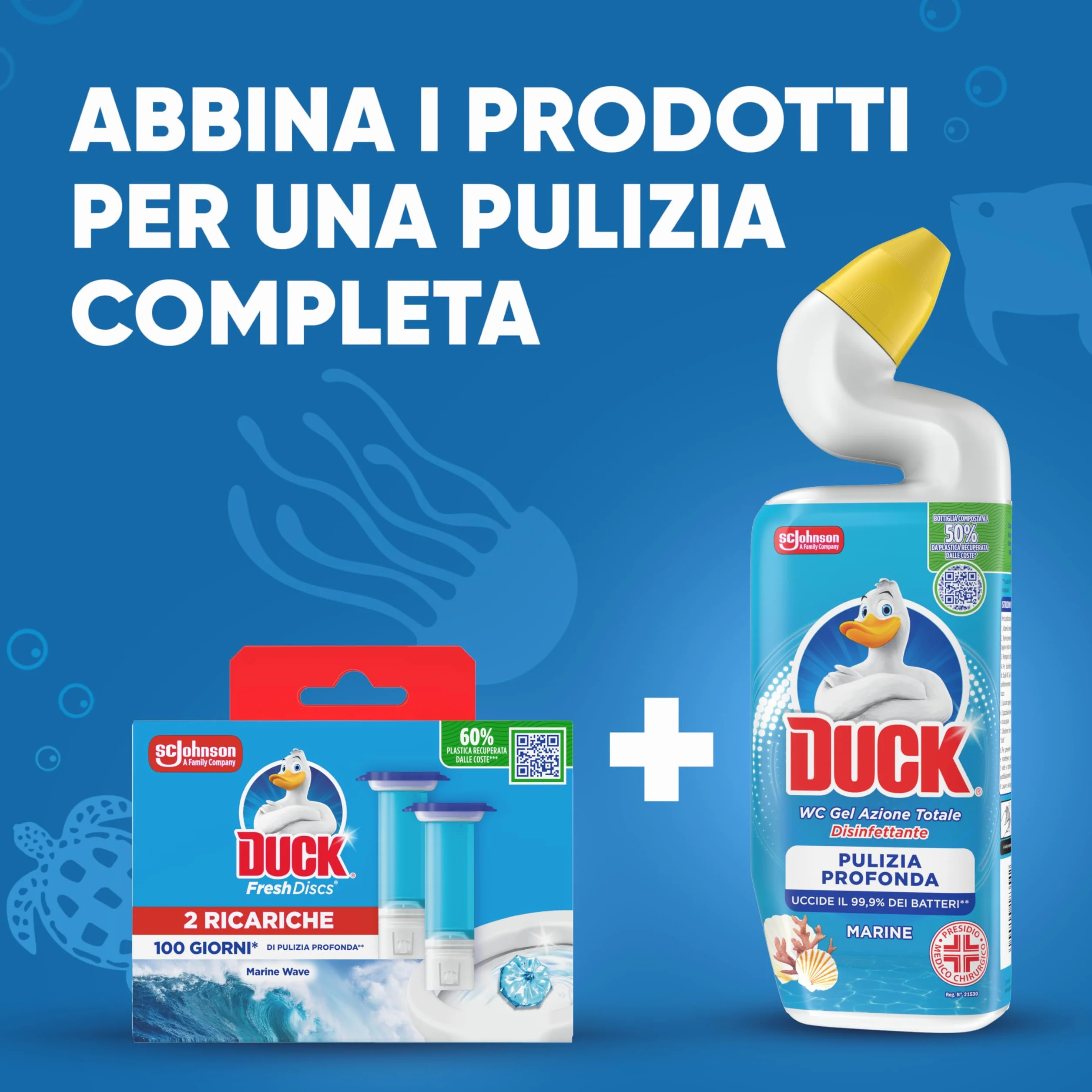 Duck Fresh Discs Dischi Gel Igienizzanti WC Fragranza Brezza Marine 6 Ricariche 36 Dischi