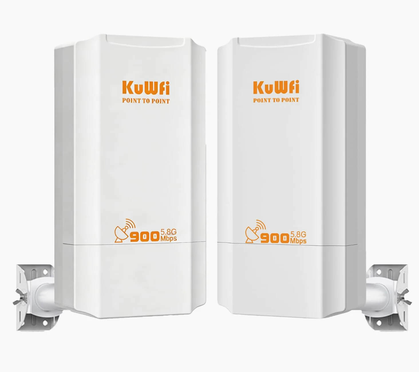KuWFi Bridge WLAN 5,8 GHz, 900 Mbps Outdoor Wireless Bridges, 2 KM Point to Point WiFi Bridges,12 dBi Antenna 24 V PoE, IP65 Impermeabile Network Bridge per router Starlink/fotocamere/giardino/fienile