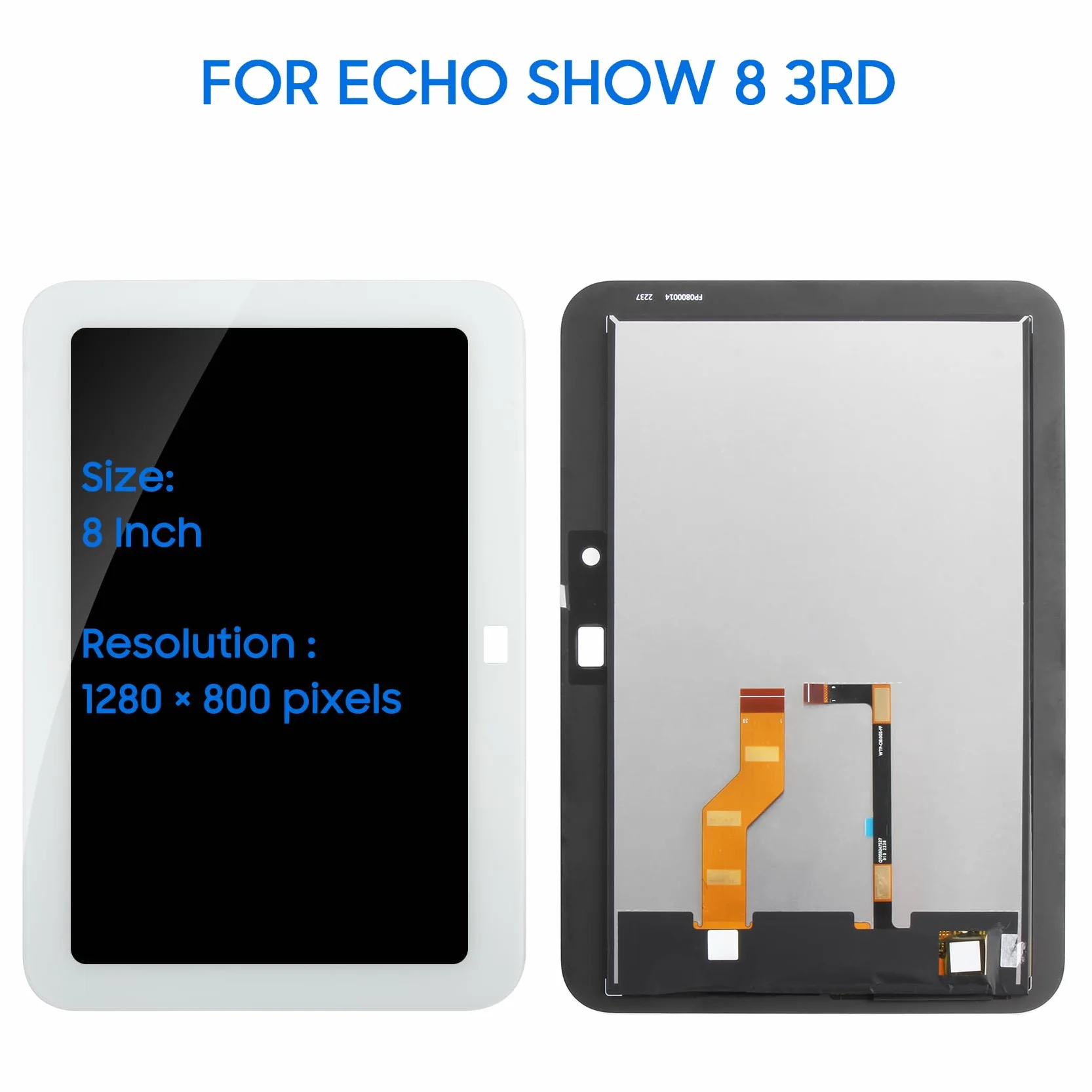 LADYSON 8,8 pollici per Echo Show 8 3rd 2023 Schermo LCD Sostituzione Echo Show 8 3rd 2023 R85SD6 Display LCD Touch Digitizer Kit di Riparazione Vetro Bianco