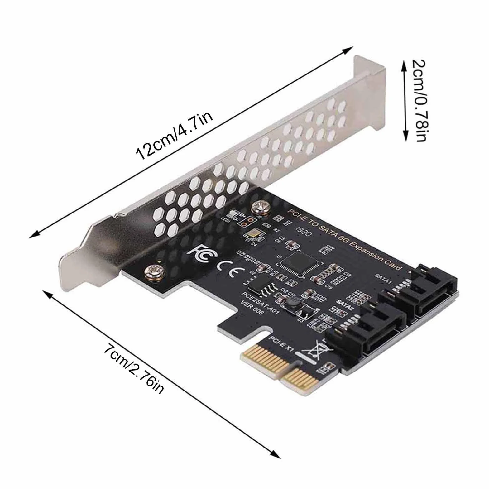 Hakeeta Scheda PCI-E, Scheda Controller PCI Express a SATA 3.0, 2 Porte PCI-E SATA III 6GB / s Convertitore Adattatore Interno di espansione per Computer Desktop PC con Staffa a Basso Profilo
