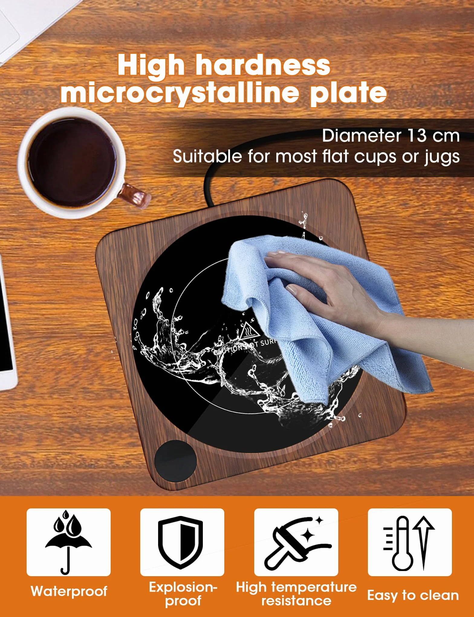 MQFORU Scaldatazze, Scalda Caffè da Tavolo con Display Della Temperatura, Spegnimento Automatico 2-12H, Scalda Candele Intelligente, Scalda Bevande con il Miglior Sapore di Caffè