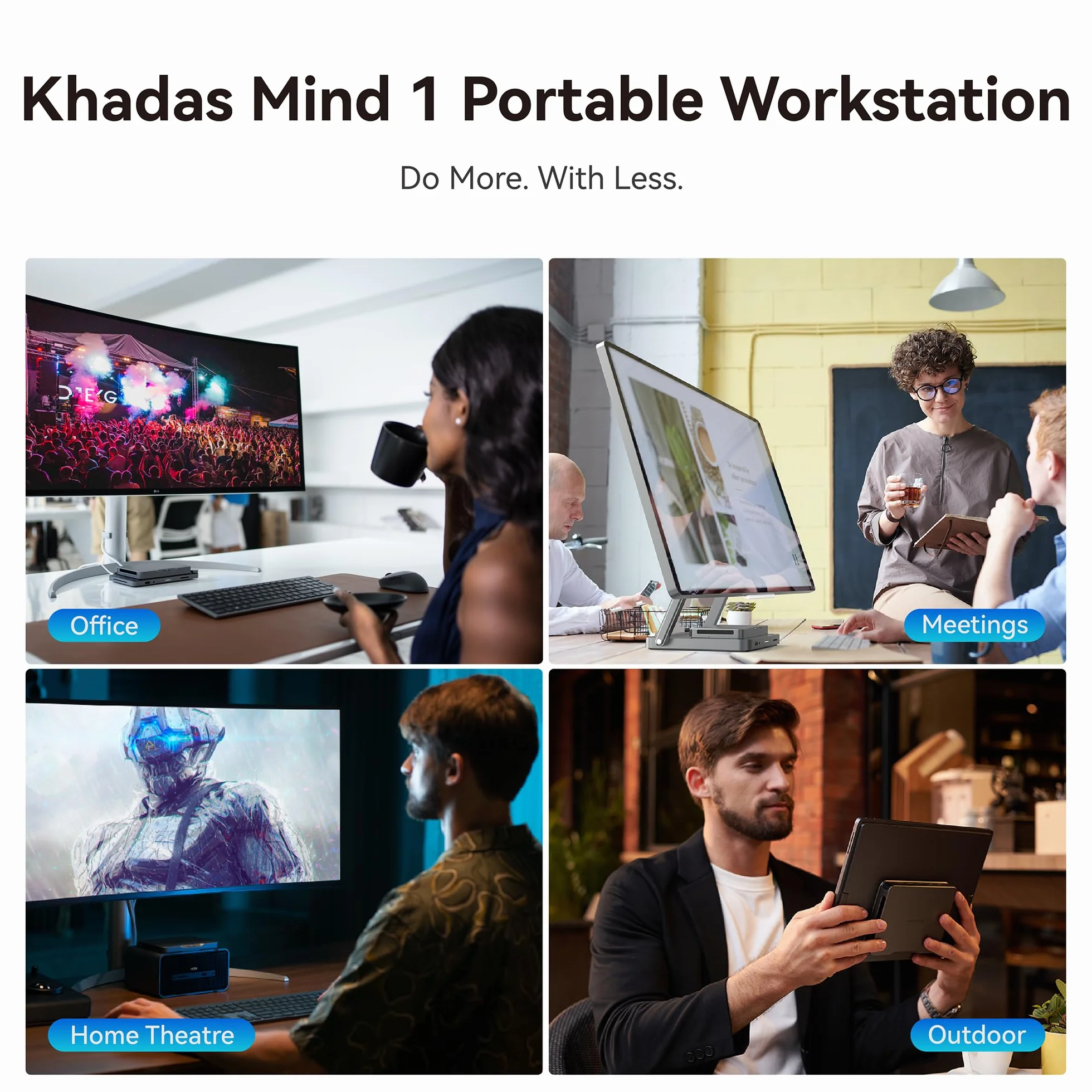 khadas Mind 1 Mini PC, Computer Desktop Micro con Intel Core i5-1340P a 4.6GHz, Batteria Standby da 5.55Wh, 16GB LPDDR5, 512GB PCIe 4.0 SSD, WiFi 6E, BT5.3, Computer Portatile per Ufficio e Casa