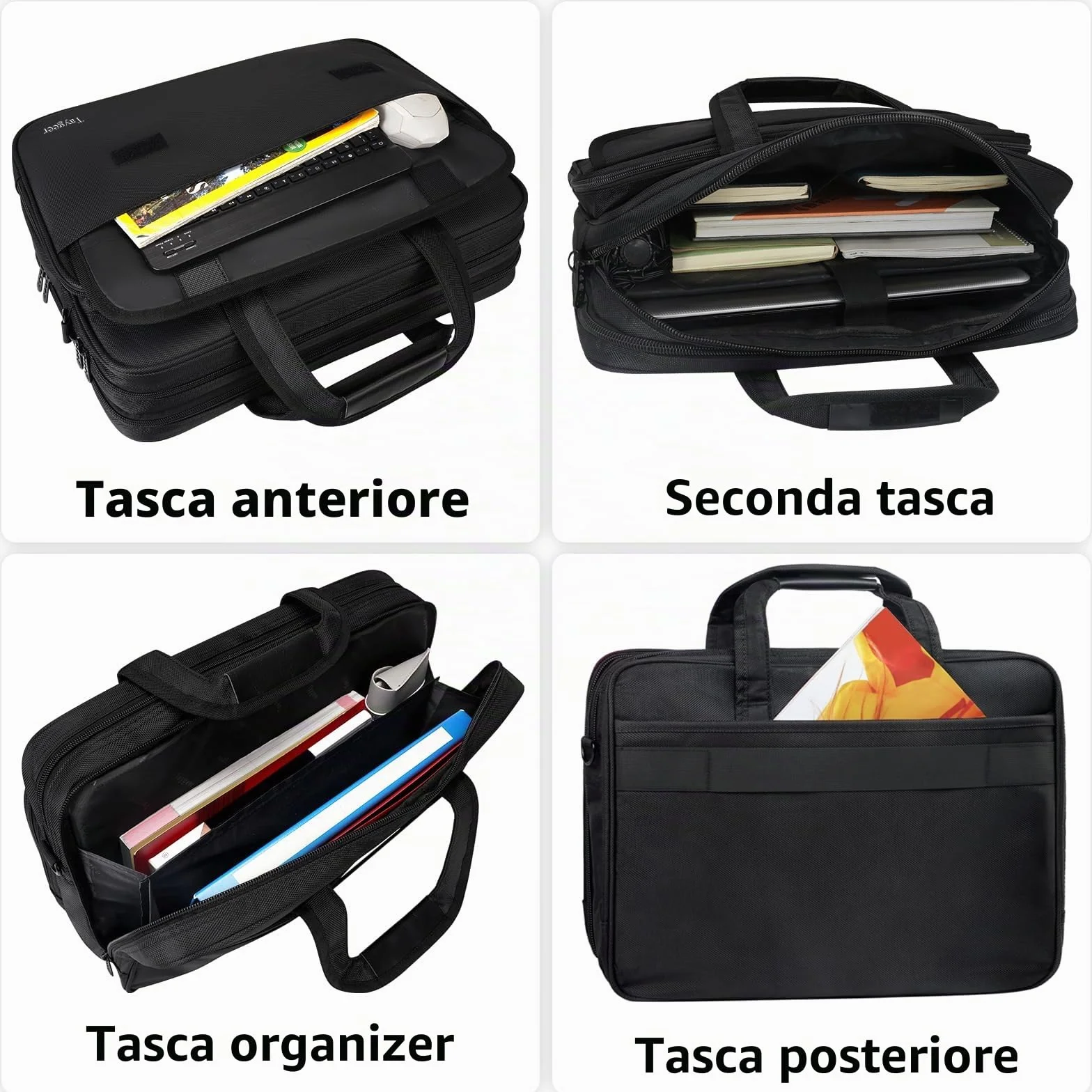 Taygeer Borsa Porta PC, 17 Pollici Borsa per PC Portatile Notebook Impermeabile Borse a Tracolla per Laptop Borse da Lavoro per Uomini Donne Insegnanti Affari Viaggi Universitari, Nero