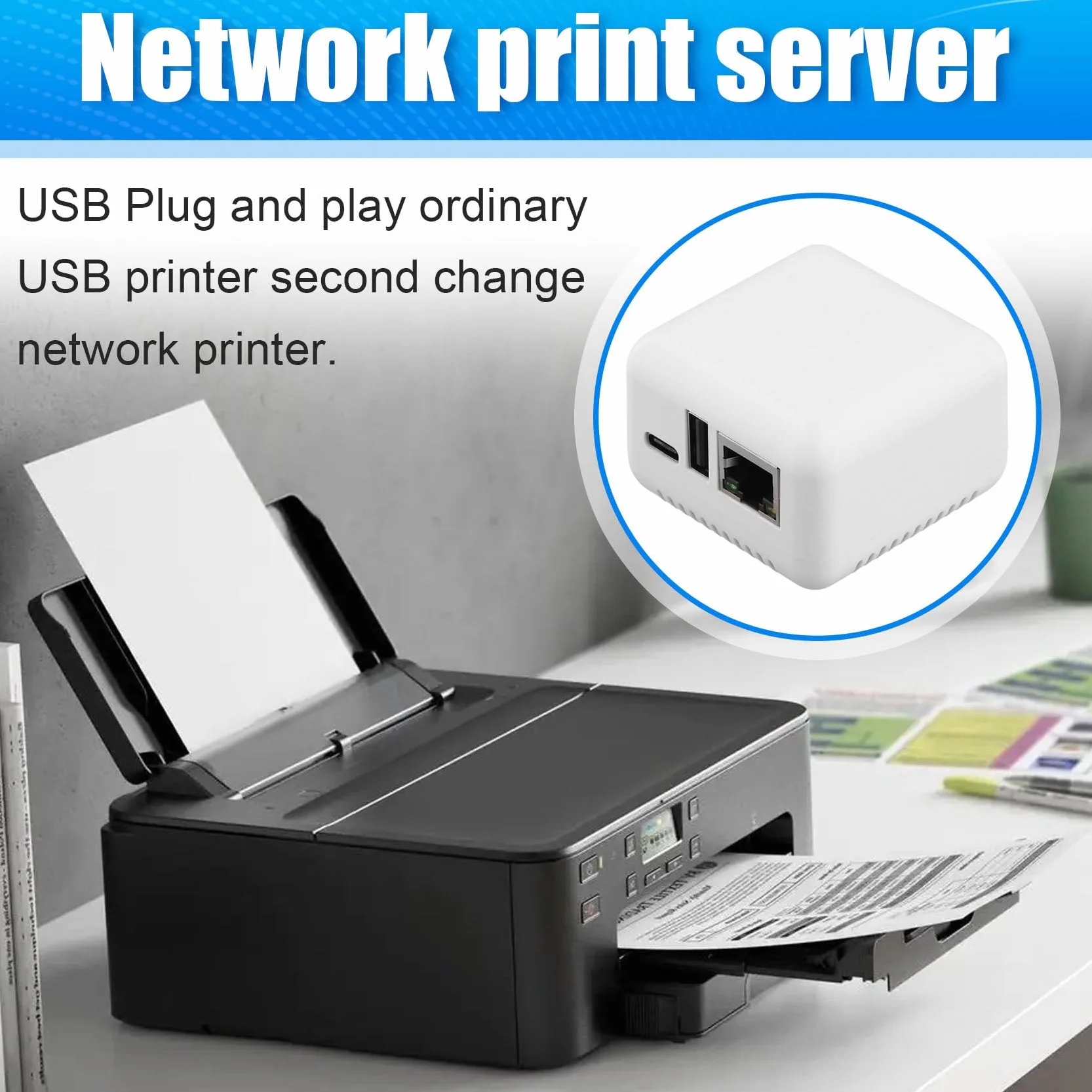 P330 Mini Print Server Connessione Via USB 2.0 Stampa Facile, Mini NP330 Cloud Printing Print Server