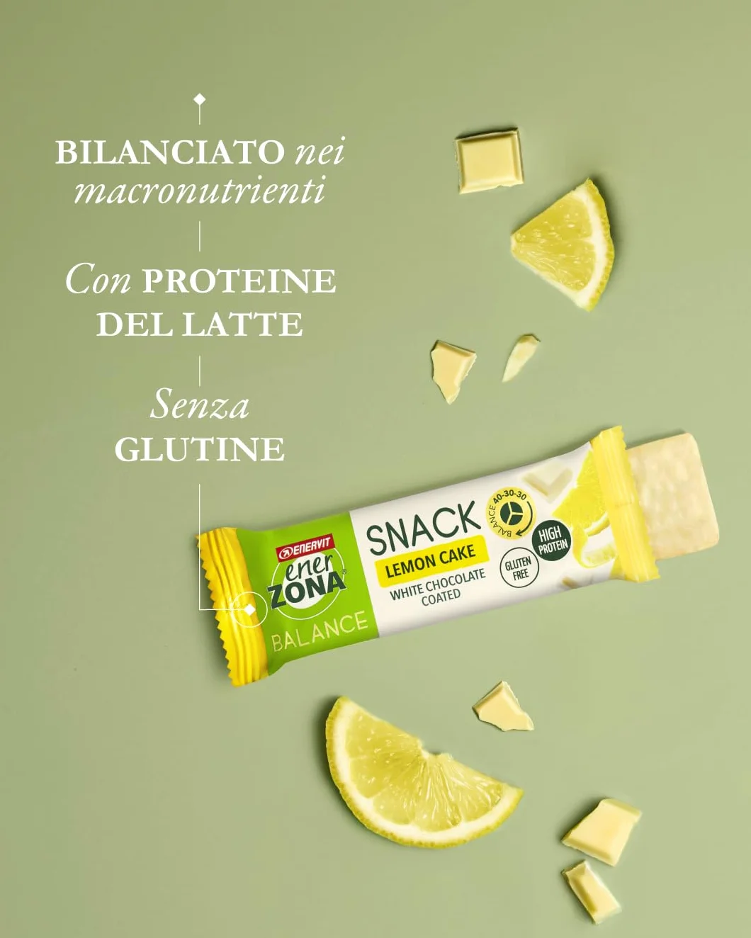Enervit Enerzona Protein Snack 40-30-30 Gusto Lemon Cake 30 Barrette Proteiche 33gr