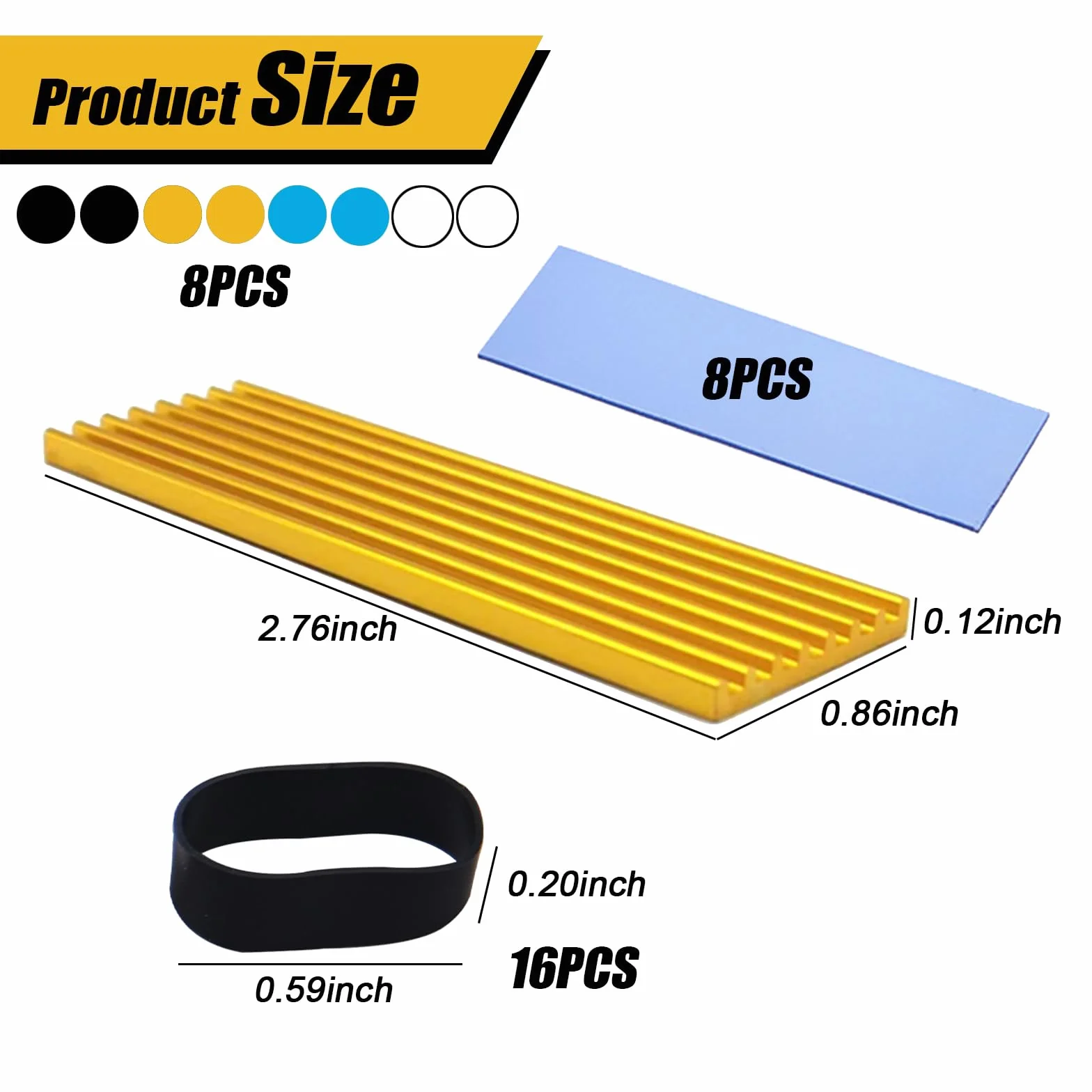 8 Pack M.2 2280 Nvme SSD dissipatore di Calore con Pad Termico Lega di Alluminio dissipatore di Calore di Raffreddamento per Computer Portatile, 70x22x3mm